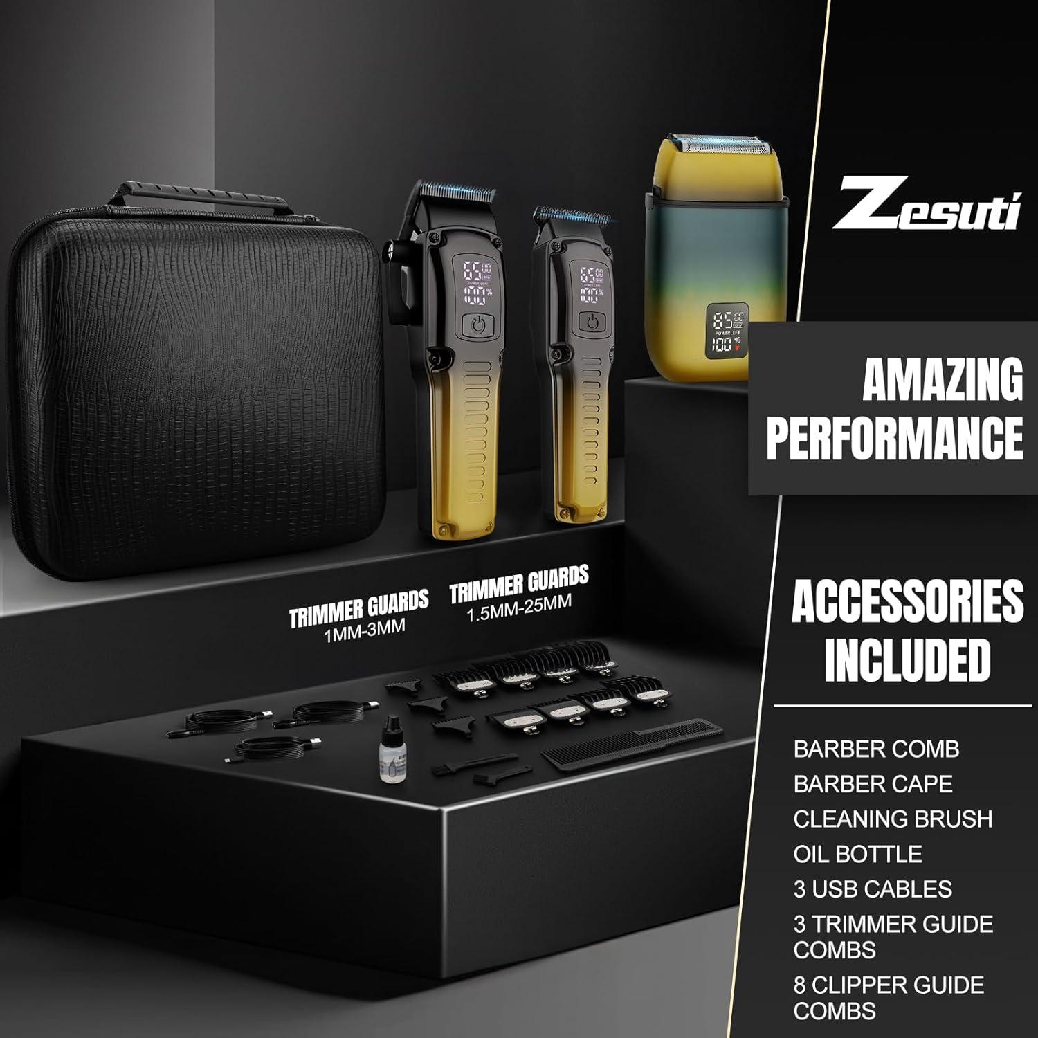 Juego de Cortapelos Zesuti 3 en 1 Inalámbrico Amarillo