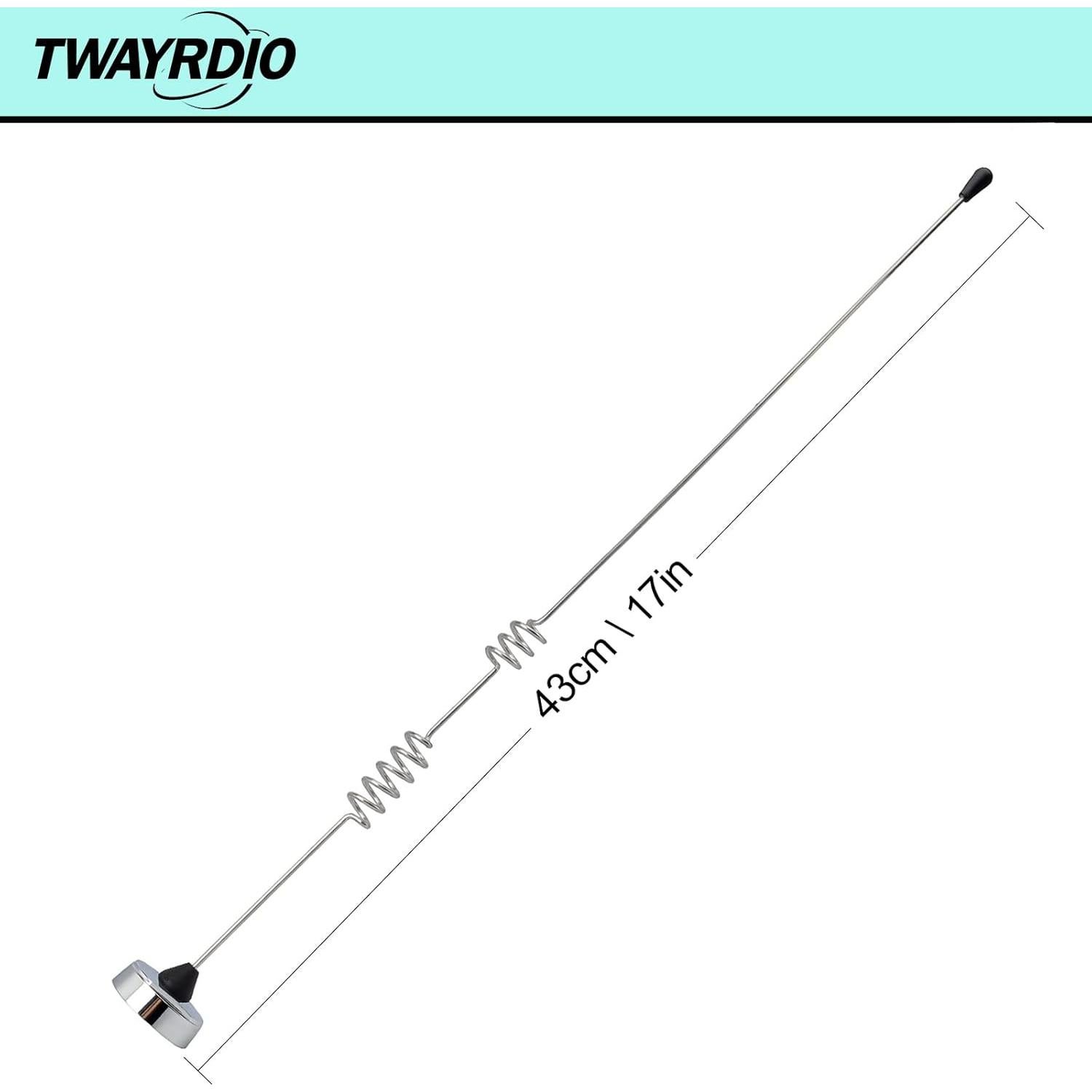 Antena NMO Dual Banda VHF UHF 43cm TWAYRDIO con Soporte y Cable