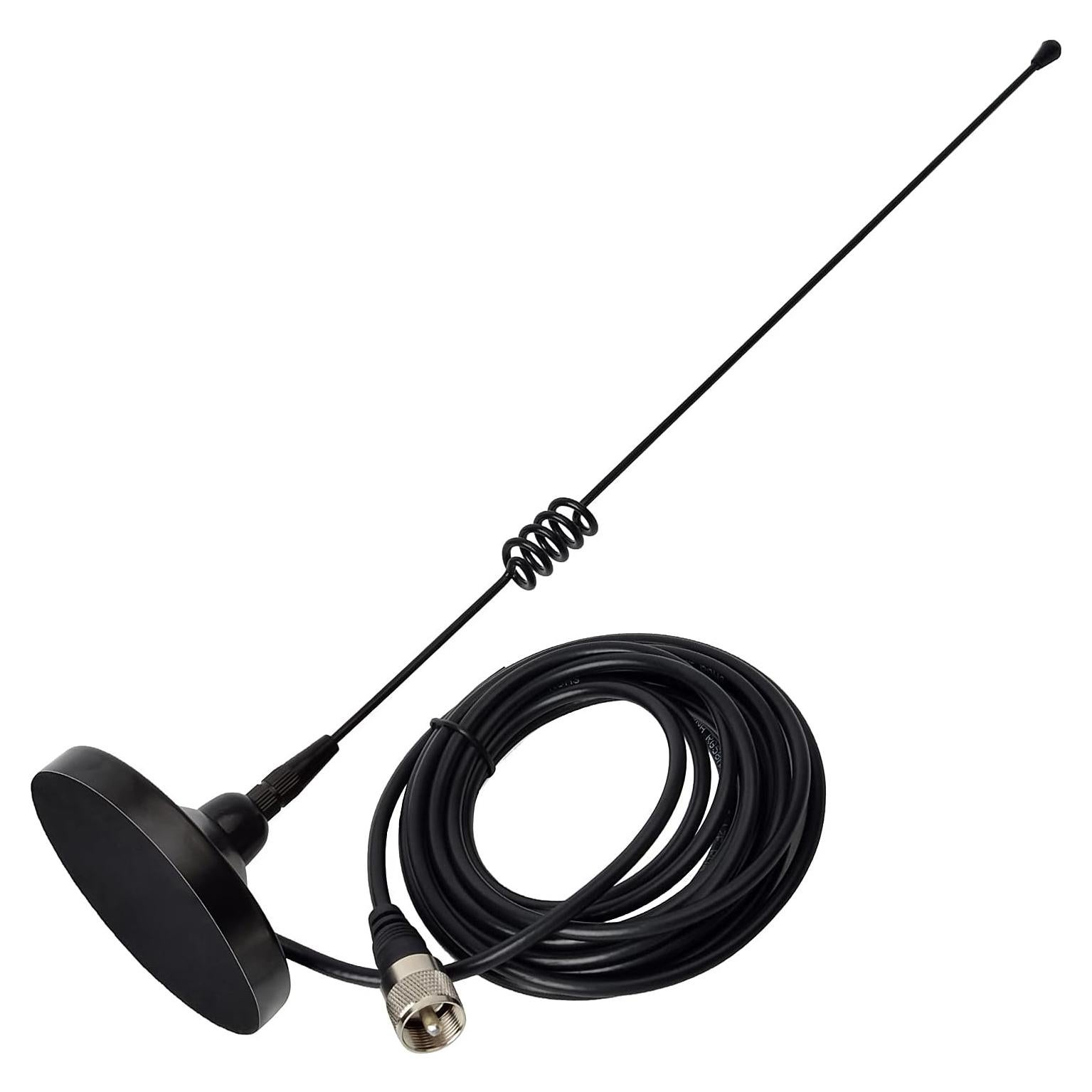 Antena Móvil Doble Banda UAYESOK 2m/70cm VHF/UHF con Base Magnética