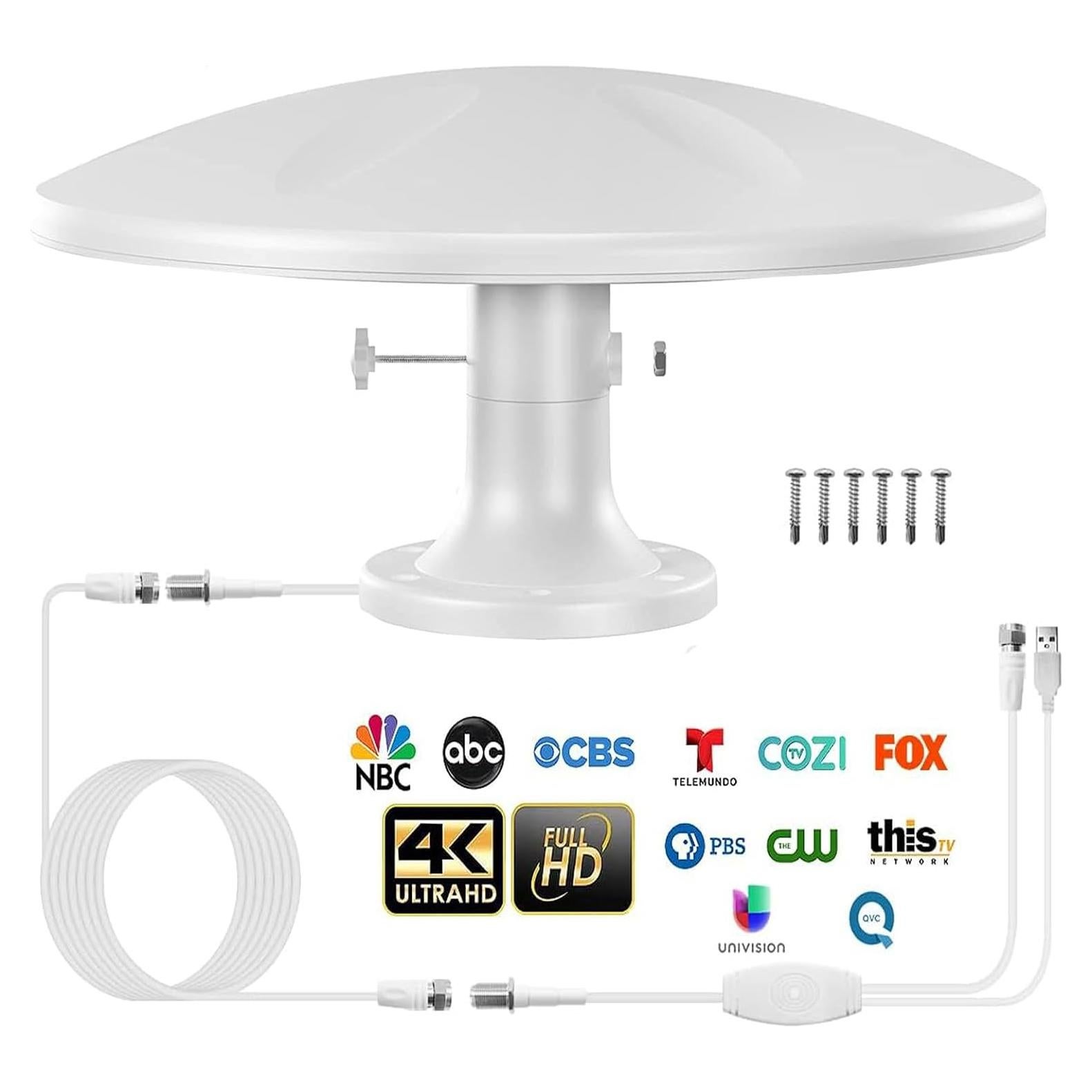 Antena de TV Exterior DTB TECH RV7 4K Amplificada Omni-Direccional