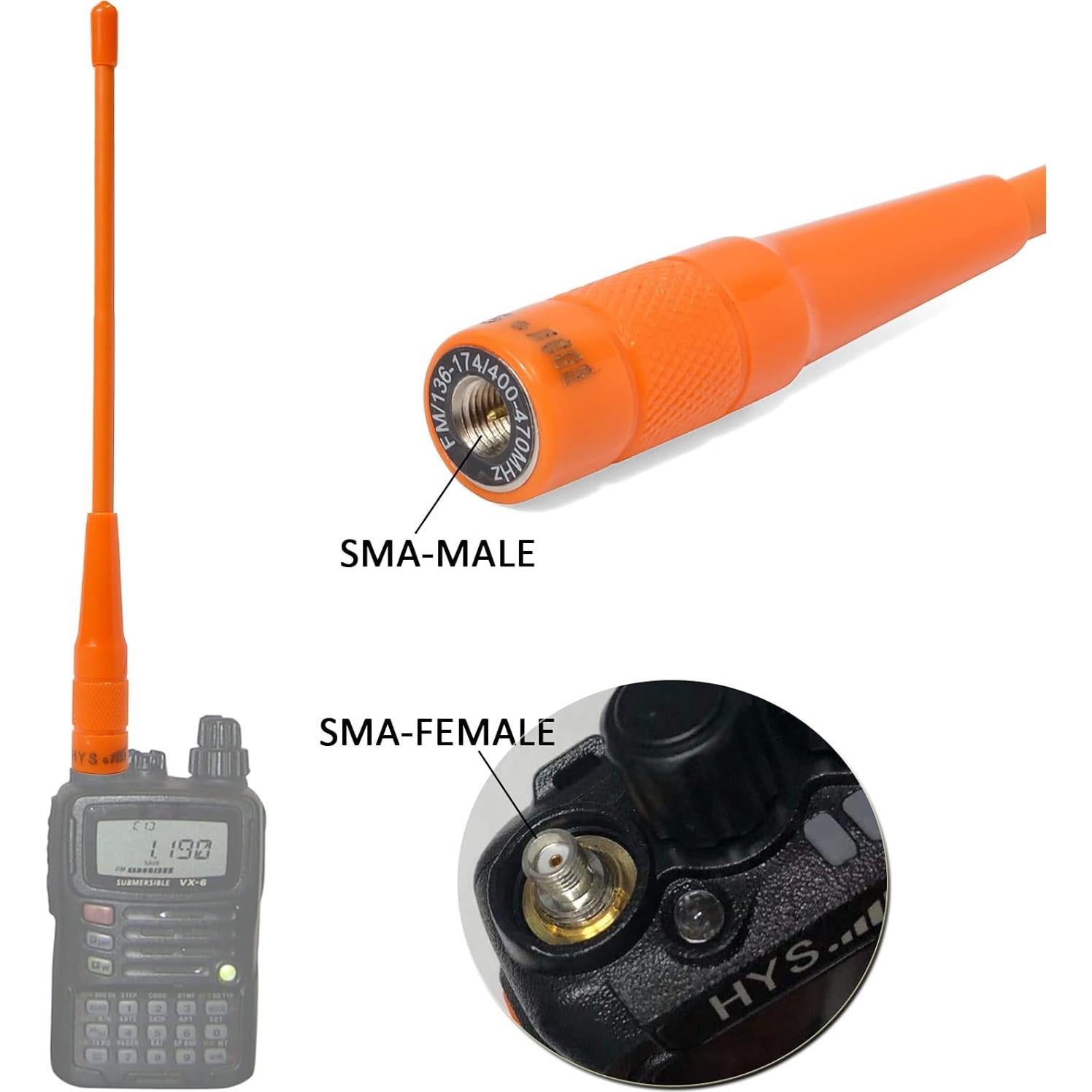 Antena SMA Masculino HYS 2m VHF UHF para Radio Yaesu