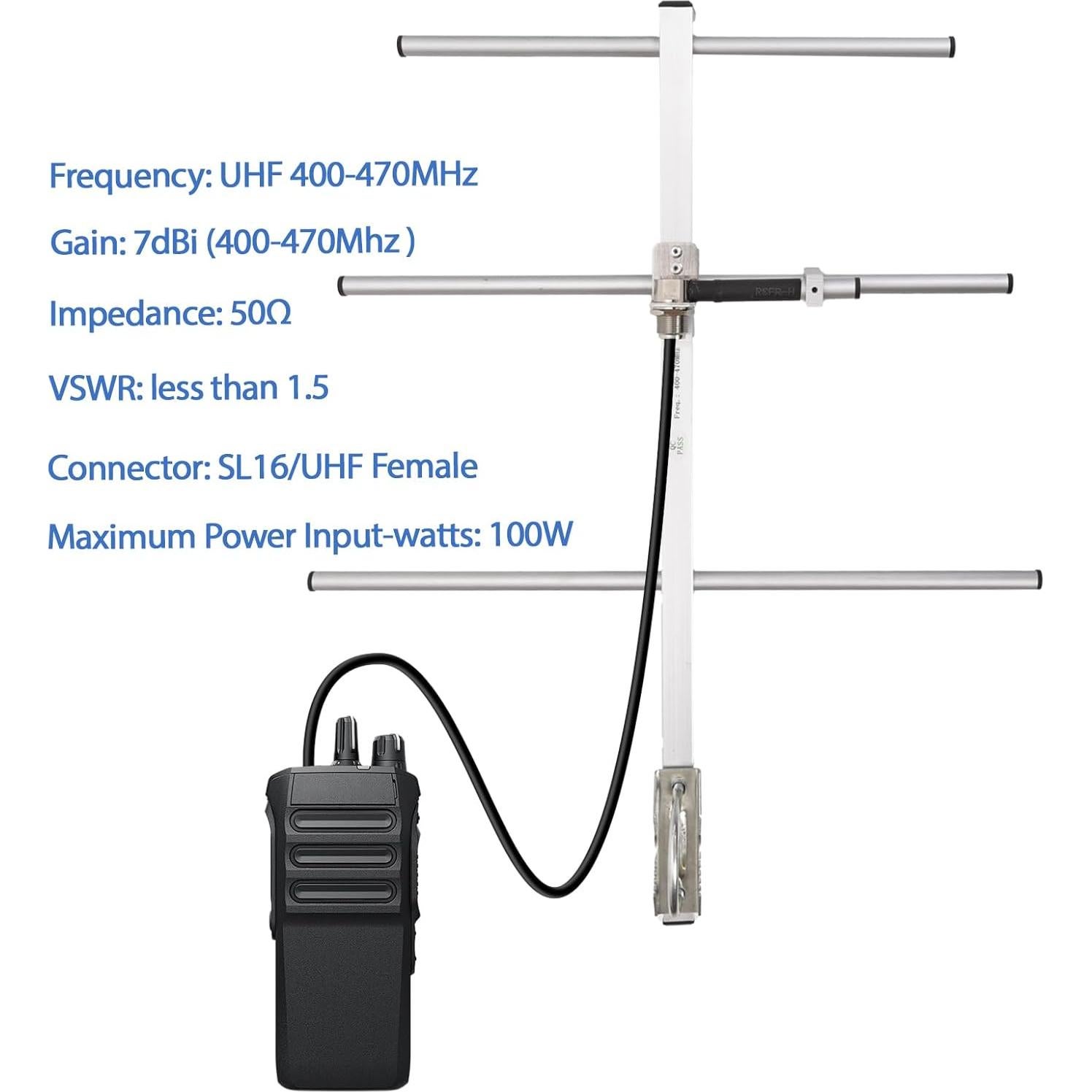 Antena Yagi GMRS 7dBi UHF 400-470MHz GTOMNI para Radio