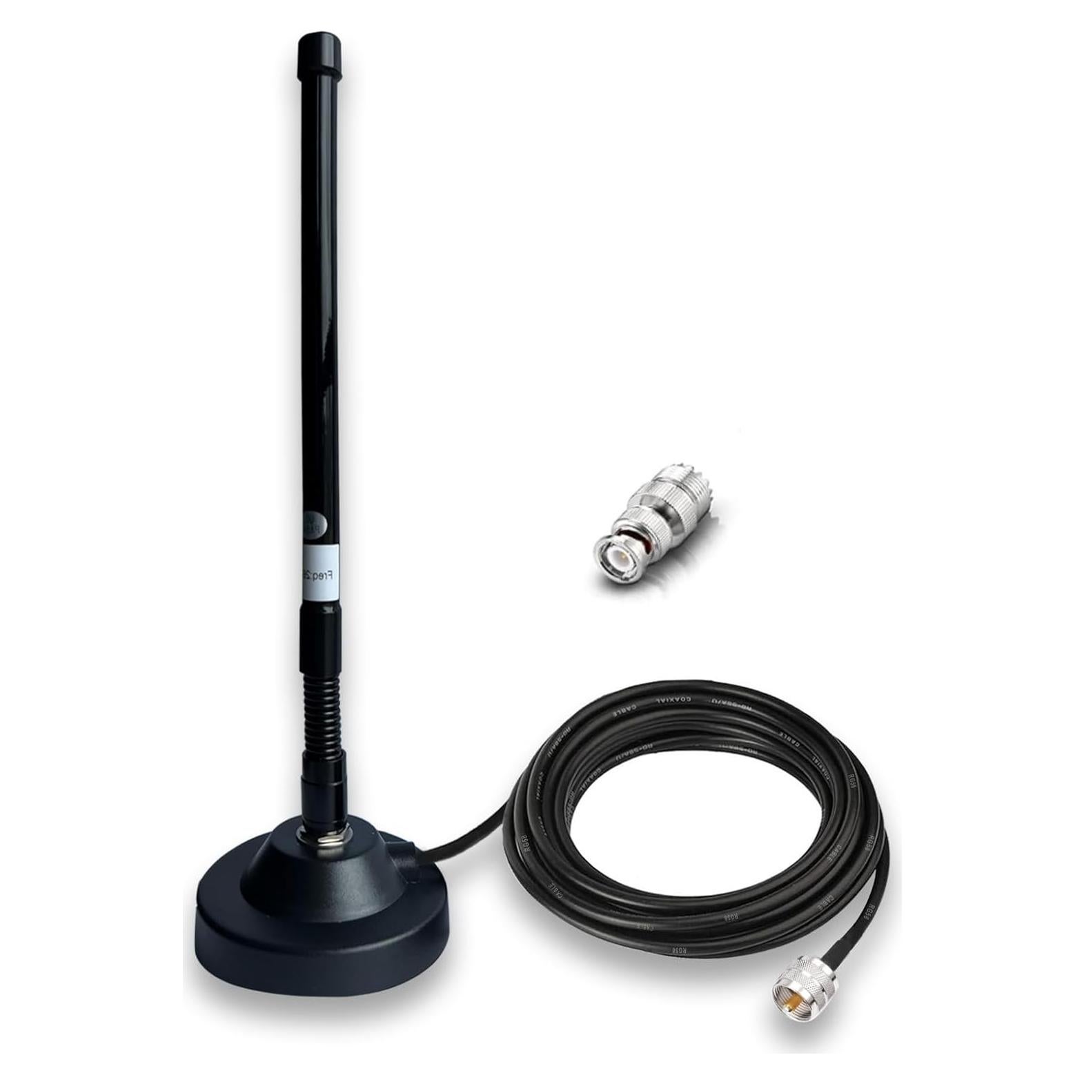 Antena CB Magnética GTOMNI 27MHz con Cable RG58 5m y Adaptador BNC