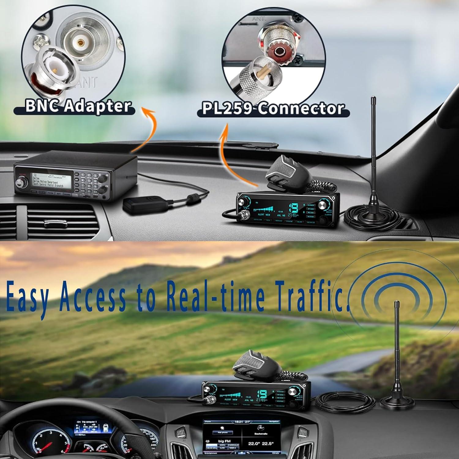 Antena CB Magnética GTOMNI 27MHz con Cable RG58 5m y Adaptador BNC