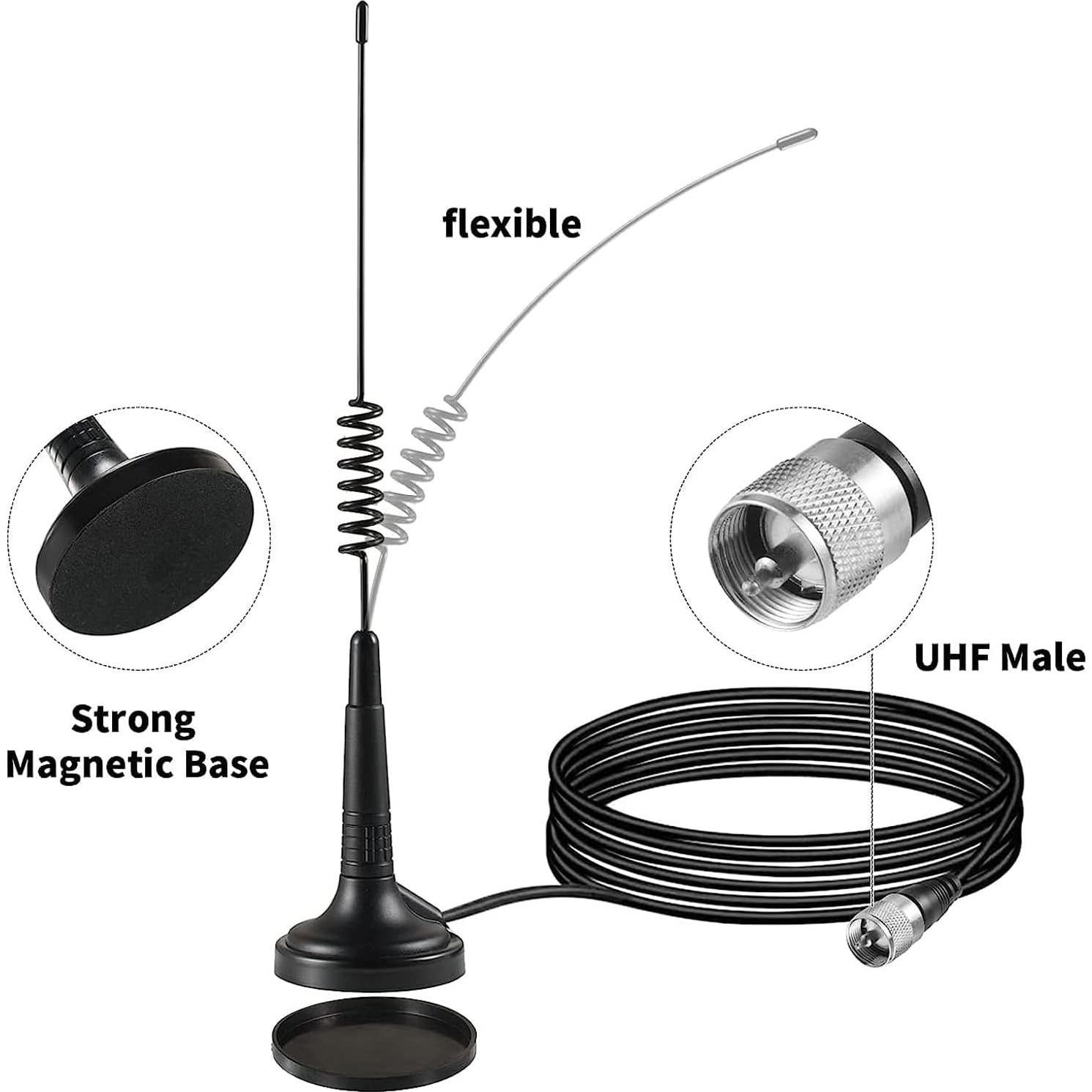 Antena CB Luiton 35 cm Magnética para Radios Cobra y Midland