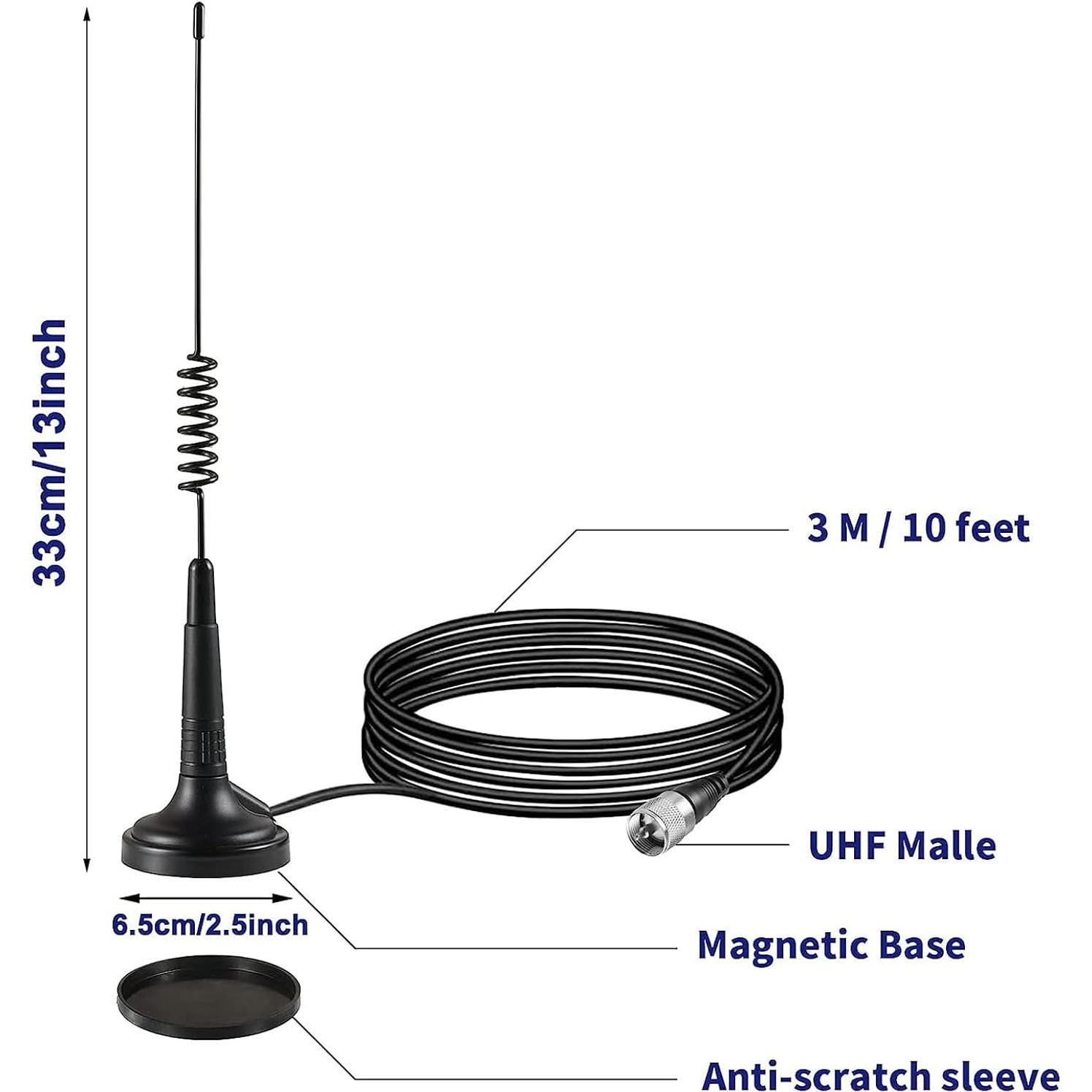 Antena CB Luiton 35 cm Magnética para Radios Cobra y Midland