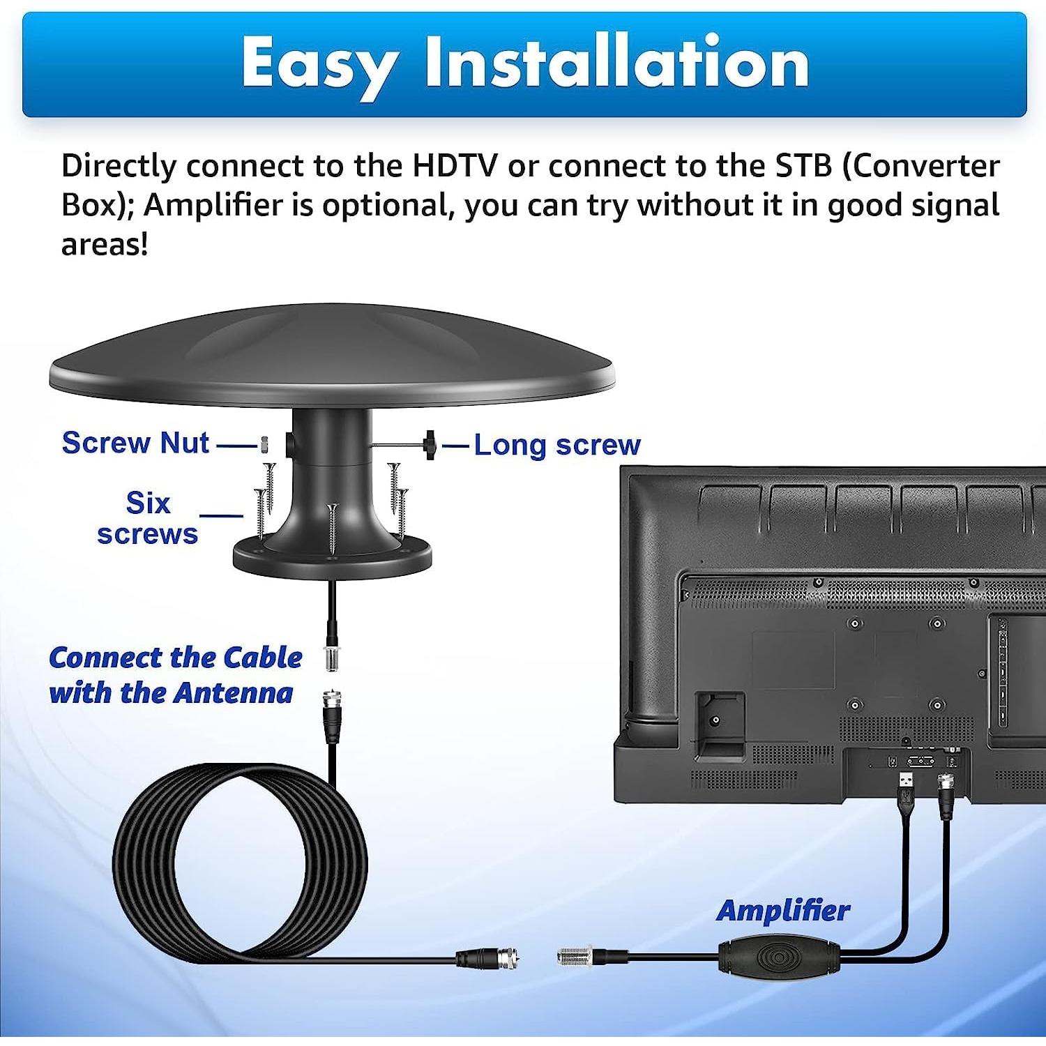Antena de TV Exterior DTB RV2 360° Omni-Direccional 1.74kg
