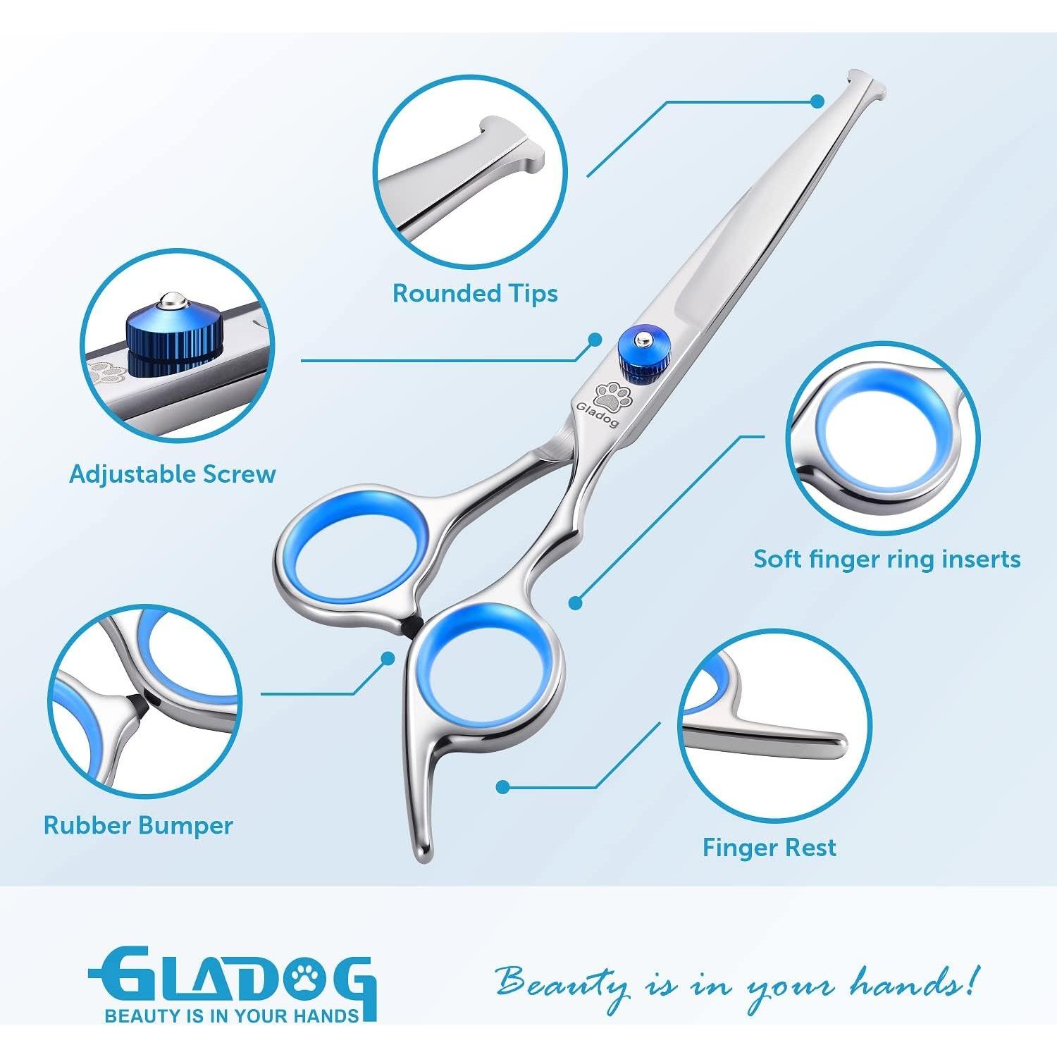 Juego de Tijeras de Aseo GLADOG 5 en 1 para Mascotas