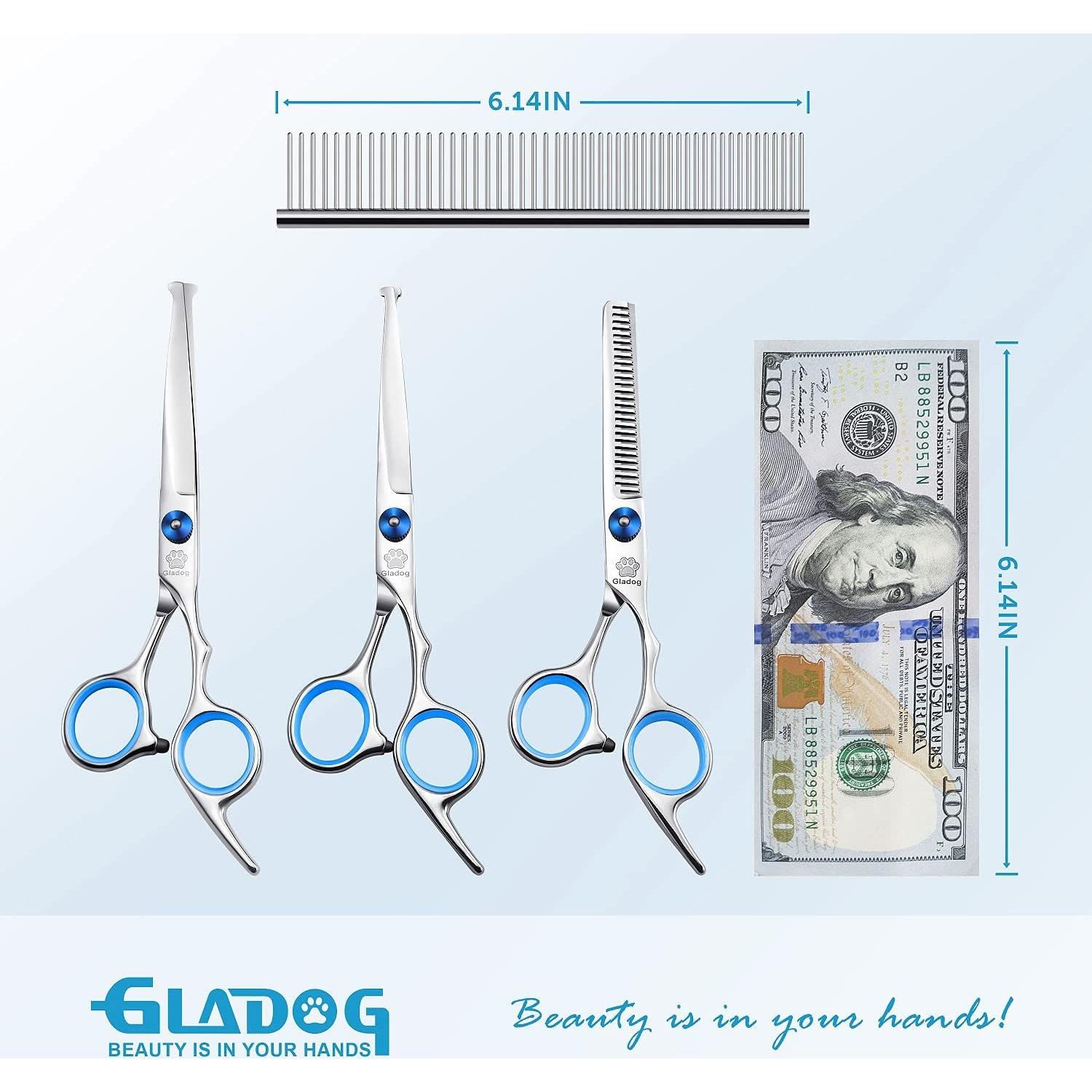 Juego de Tijeras de Aseo GLADOG 5 en 1 para Mascotas