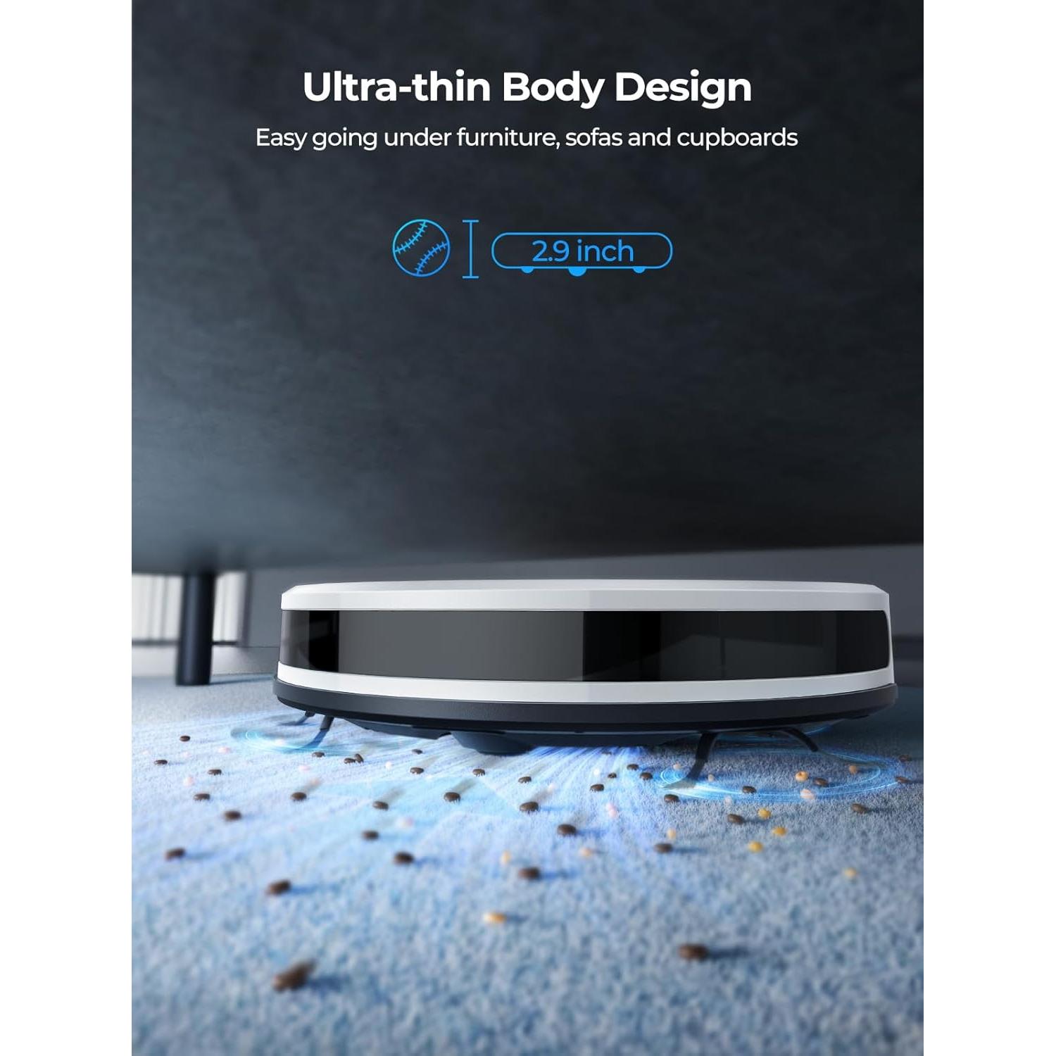 Robot Vacuum and Mop 4000Pa Suction, 3 in 1 Robotic Vacuums with Self-Charging, 150mins Runtime, App/Remote/Voice Control, Robot Vacuum for Pet Hair, Carpet, Hard Floor(White)