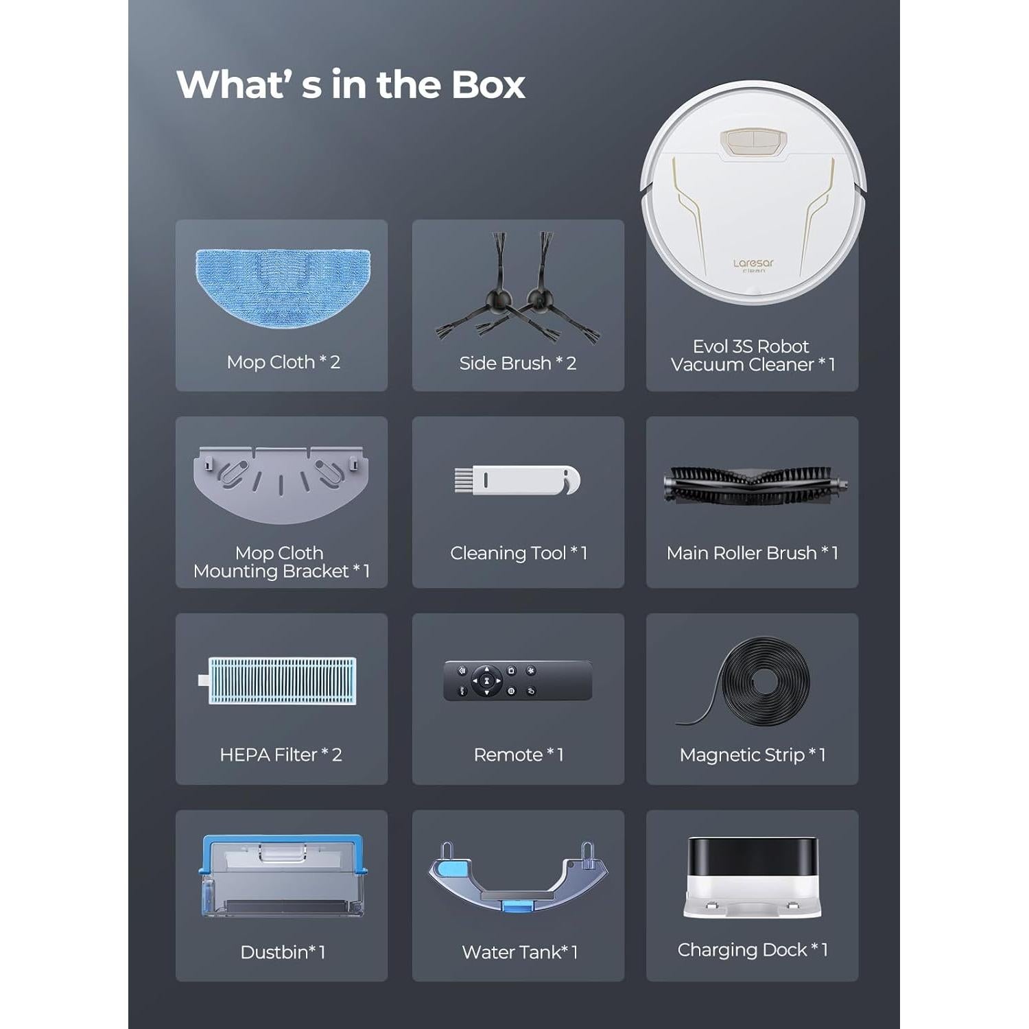 Robot Vacuum and Mop 4000Pa Suction, 3 in 1 Robotic Vacuums with Self-Charging, 150mins Runtime, App/Remote/Voice Control, Robot Vacuum for Pet Hair, Carpet, Hard Floor(White)