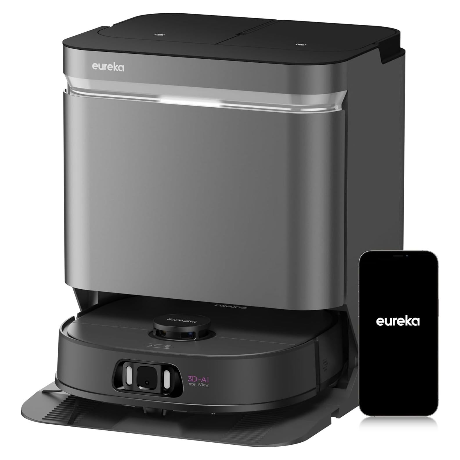 Eureka J15 Ultra Self Emptying Robot Vacuum, 19,000 Pa Suction, Flex-Arm Mop Design, 167℉Hot Water Mop Washing & 131°F Hot Air Drying, AI Obstacle Avoidance, Black