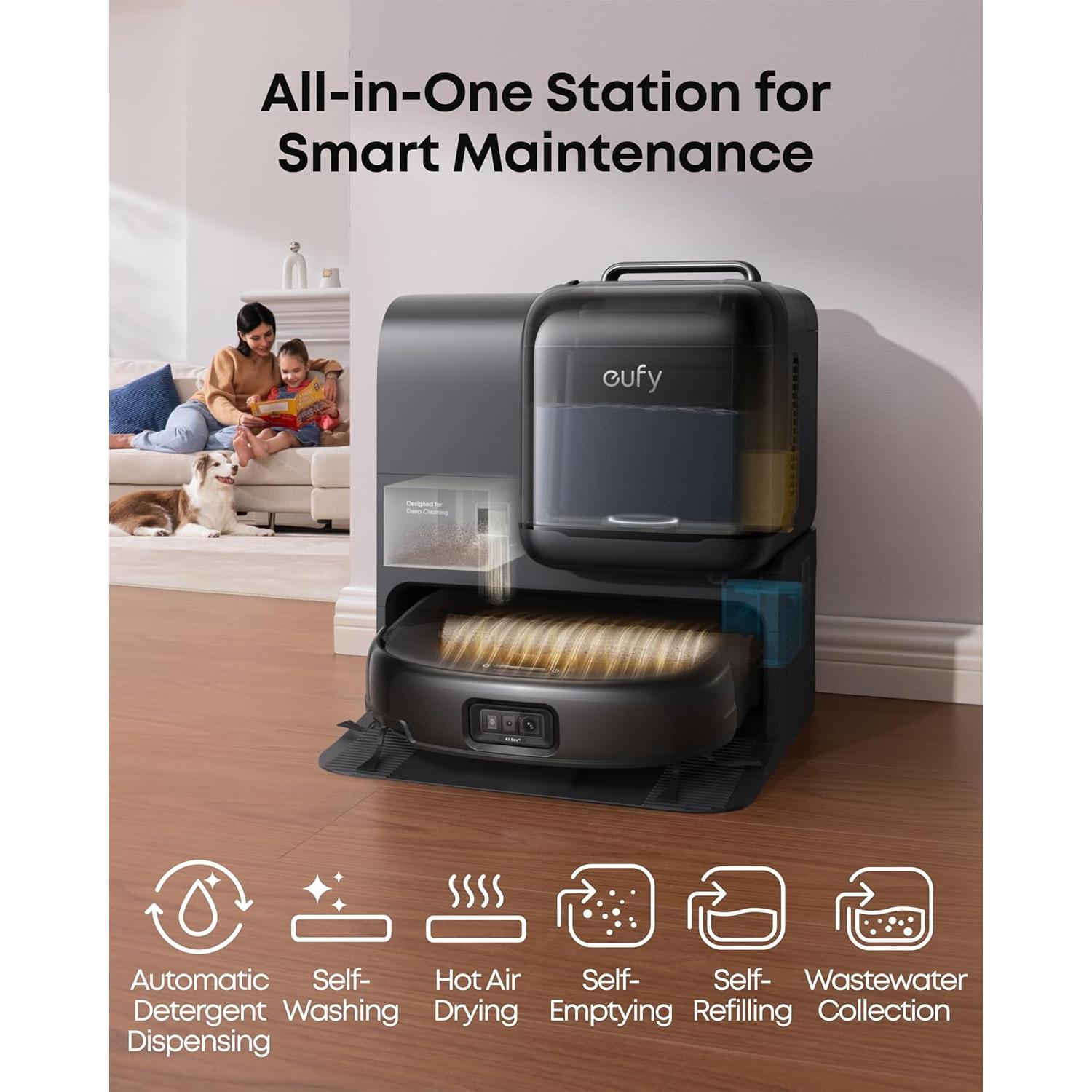 Aspiradora Robot eufy E28 HydroJet 2 en 1 con Limpiador Profundo