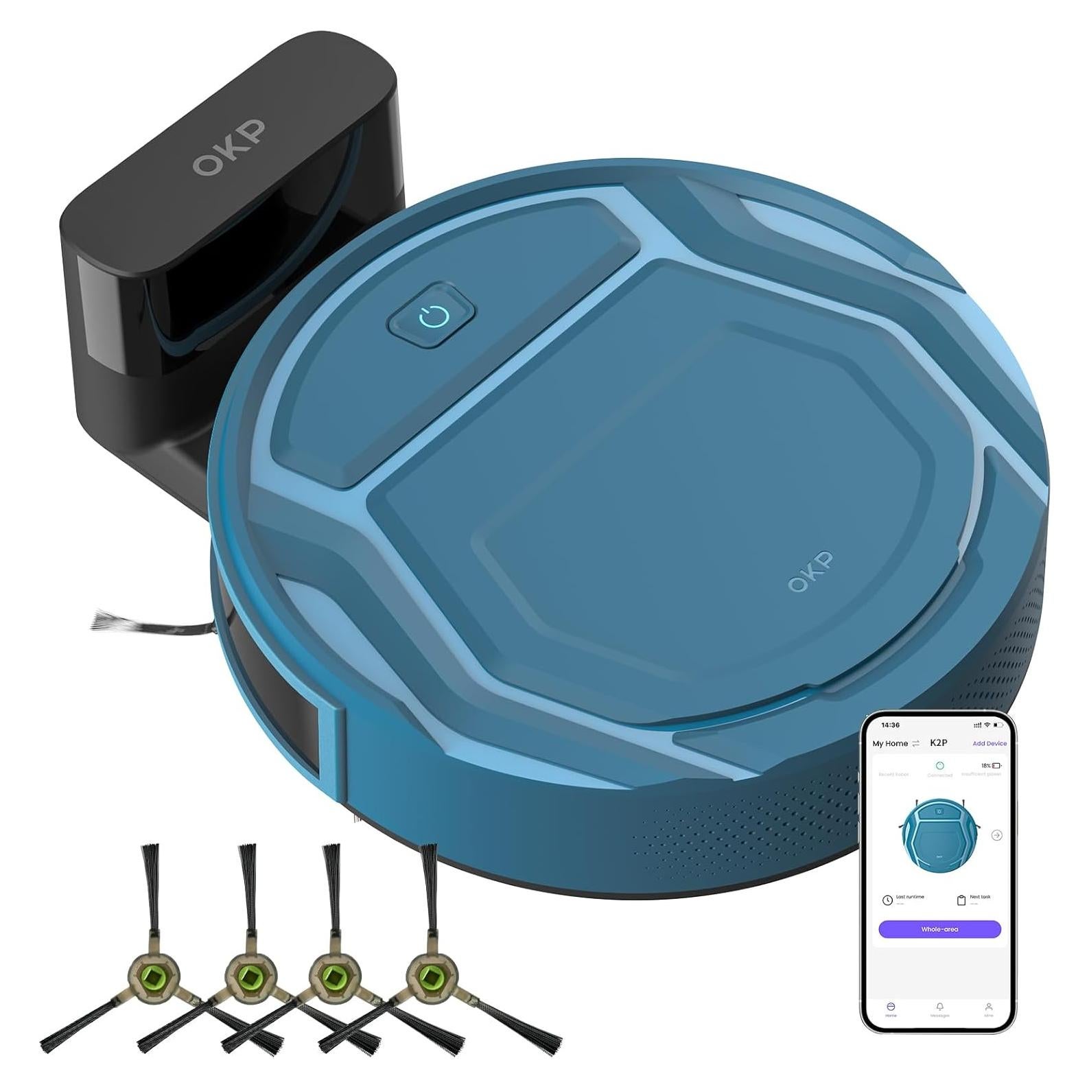 Aspiradora Robot OKP K2P, WiFi, Carga Automática, 2500PA