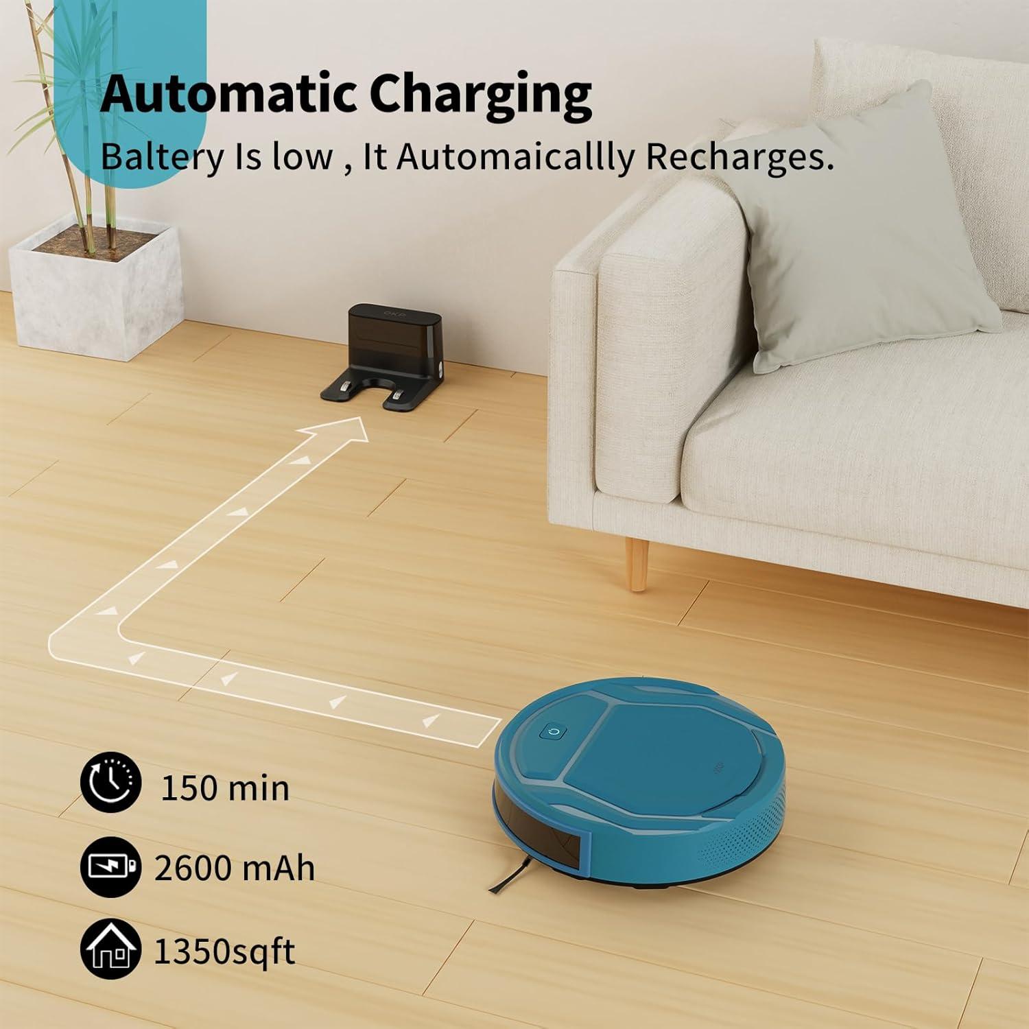 Aspiradora Robot OKP K2P, WiFi, Carga Automática, 2500PA