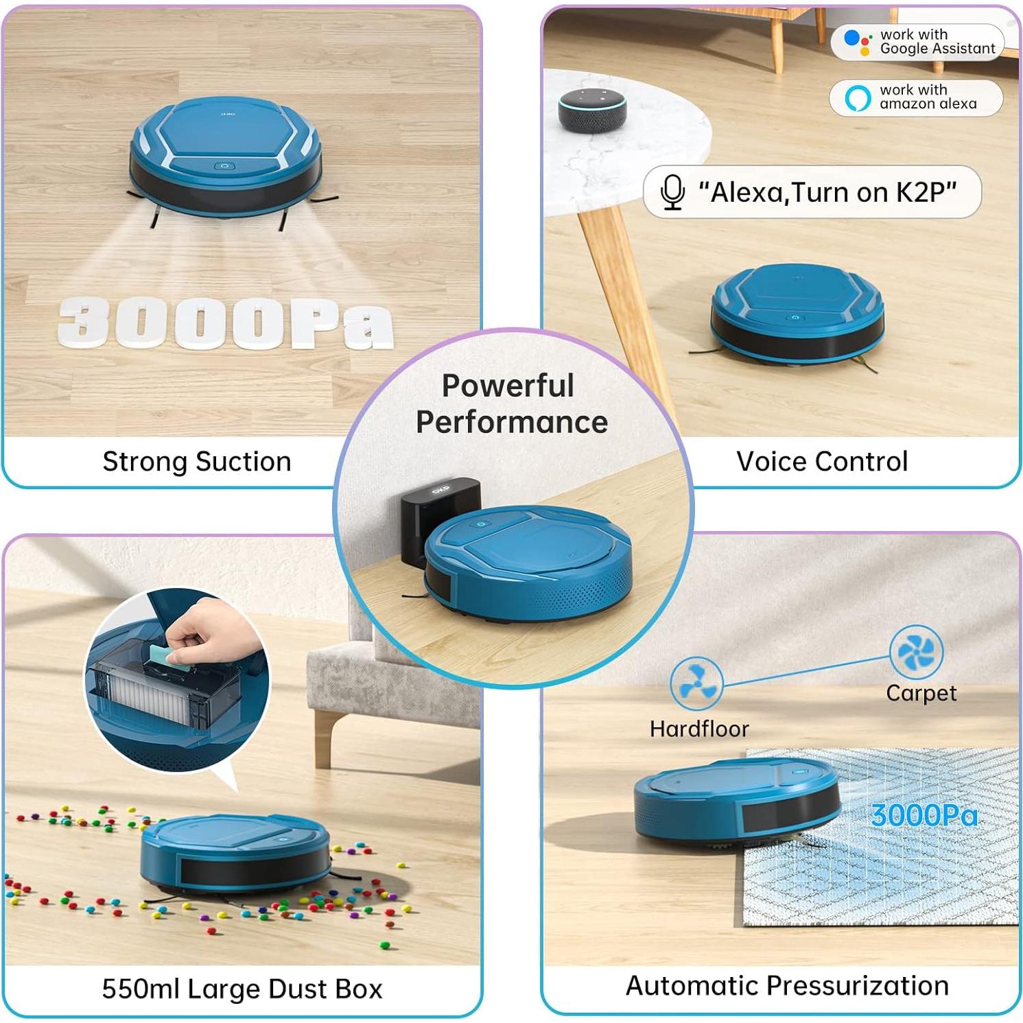 Aspiradora Robot OKP K2P, WiFi, Carga Automática, 2500PA