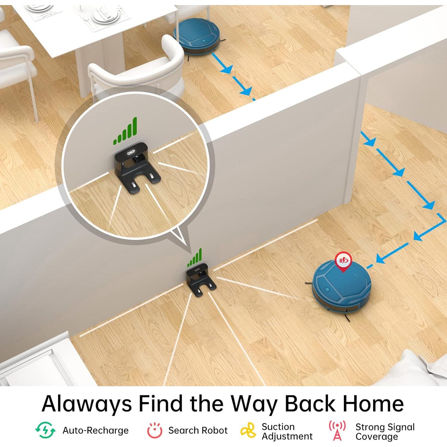 Aspiradora Robot OKP K2P, WiFi, Carga Automática, 2500PA