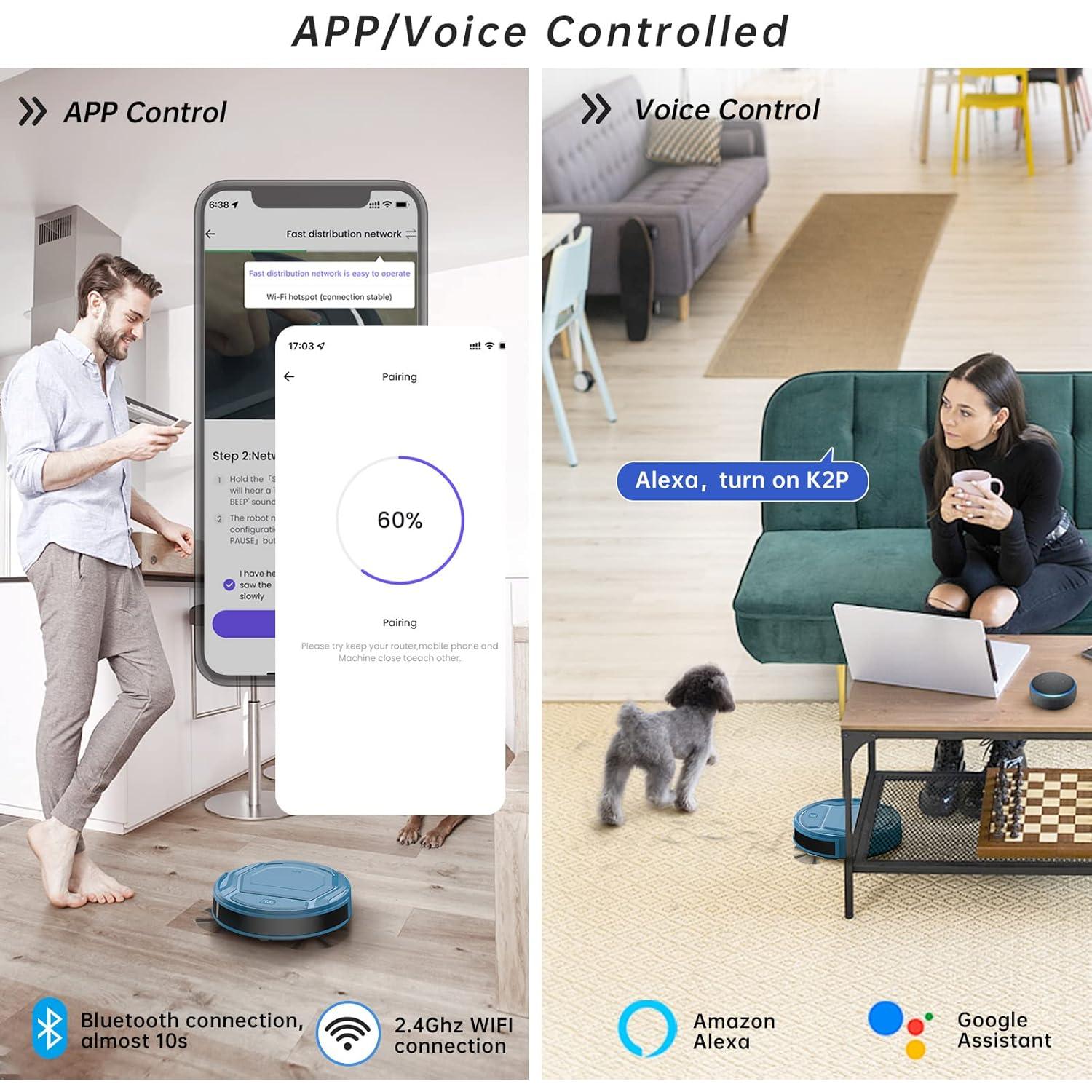 Aspiradora Robot OKP K2P, WiFi, Carga Automática, 2500PA