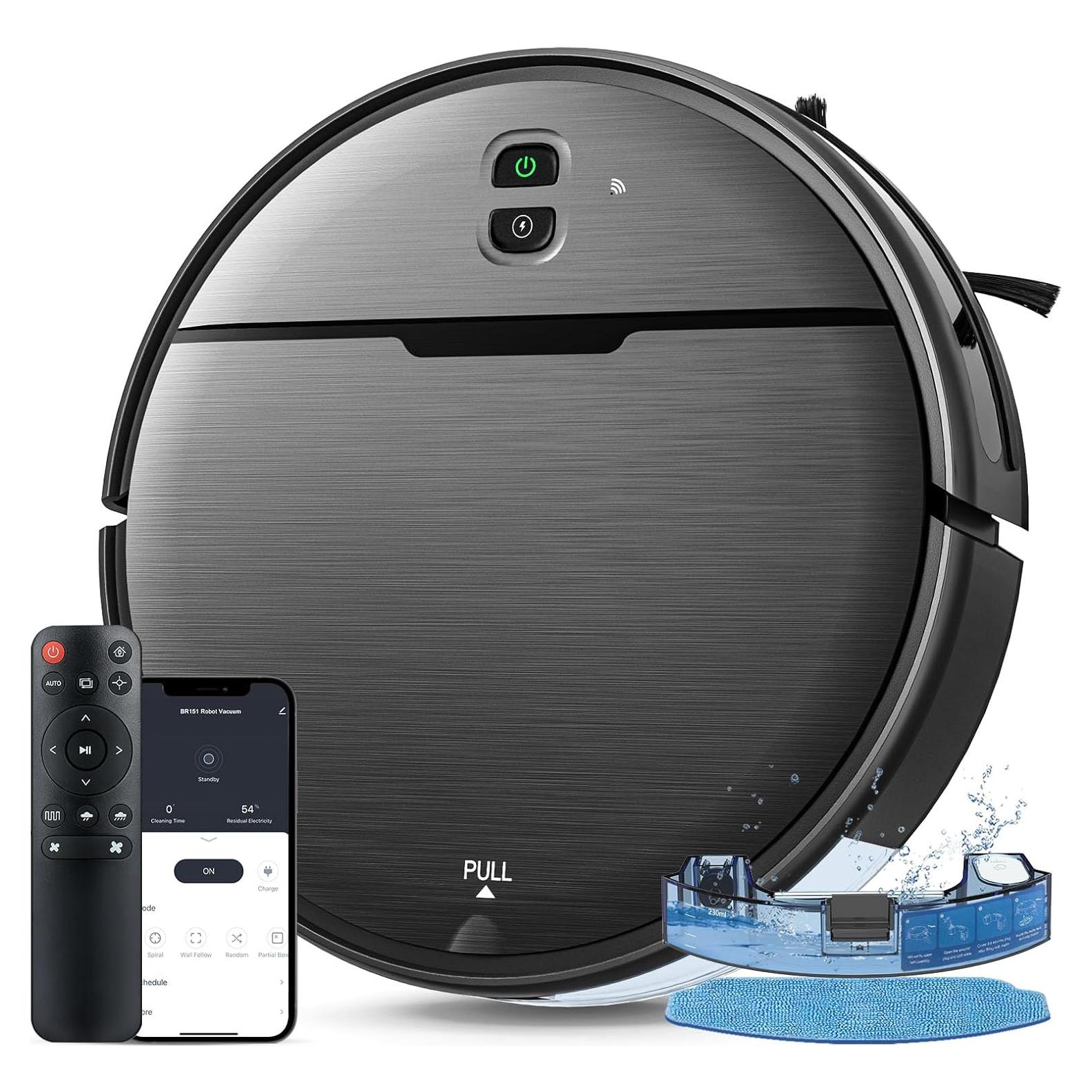 2 in 1 Mopping and Vacuuming Robot, Robot Vacuum and Mop Combo Compatible with WiFi/App, Robotic Vacuum Cleaner Self-Charging, Slim, Ideal for Pet Family, Hard Floor, Hair, Low Pile Carpet