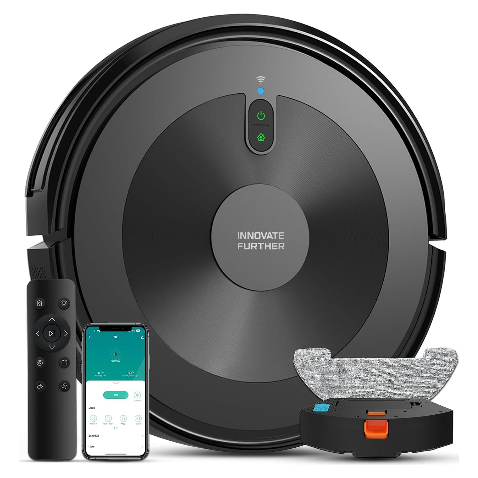 Robot Vacuum and Mop Combo: 2500Pa Suction Robotic Vacuums & Alexa/APP/Remote Control & Schedule Cleaning & Self-Charging, Slim Robot Vacuum Cleaner for Home Hard Floor, Low-Pile Carpet, Pet Hair