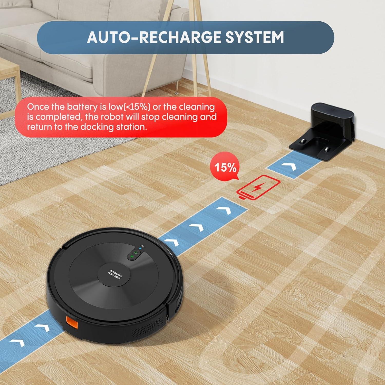Robot Vacuum and Mop Combo: 2500Pa Suction Robotic Vacuums & Alexa/APP/Remote Control & Schedule Cleaning & Self-Charging, Slim Robot Vacuum Cleaner for Home Hard Floor, Low-Pile Carpet, Pet Hair