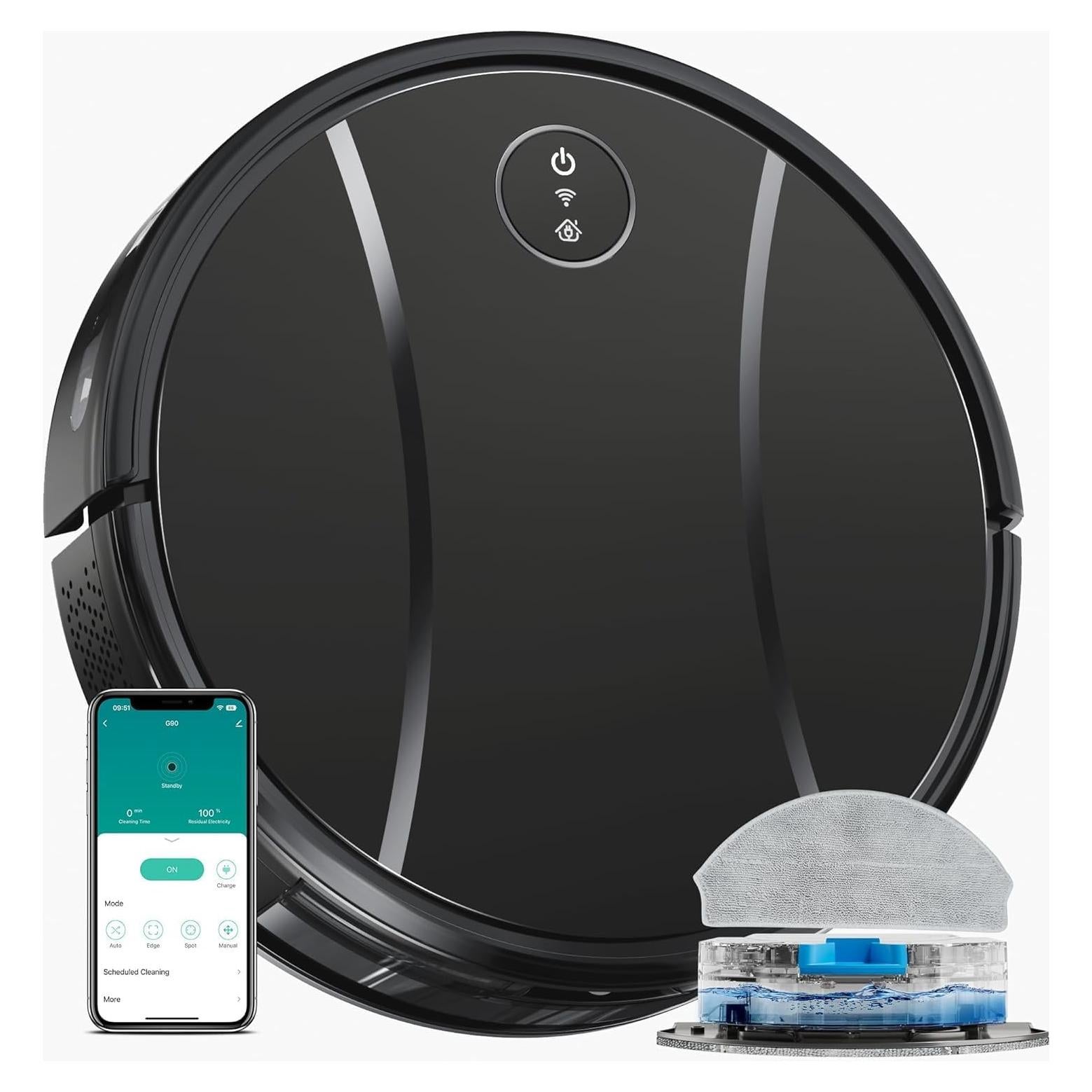 Robot Vacuum and Mop Combo,4200Pa Powerful Robotic Vacuum Cleaner with Self-Charging, Home Automatic Robot Aspiradora for Hard Floor, Low Carpet, Pet Hair, App&Voice&Remote Smart Control