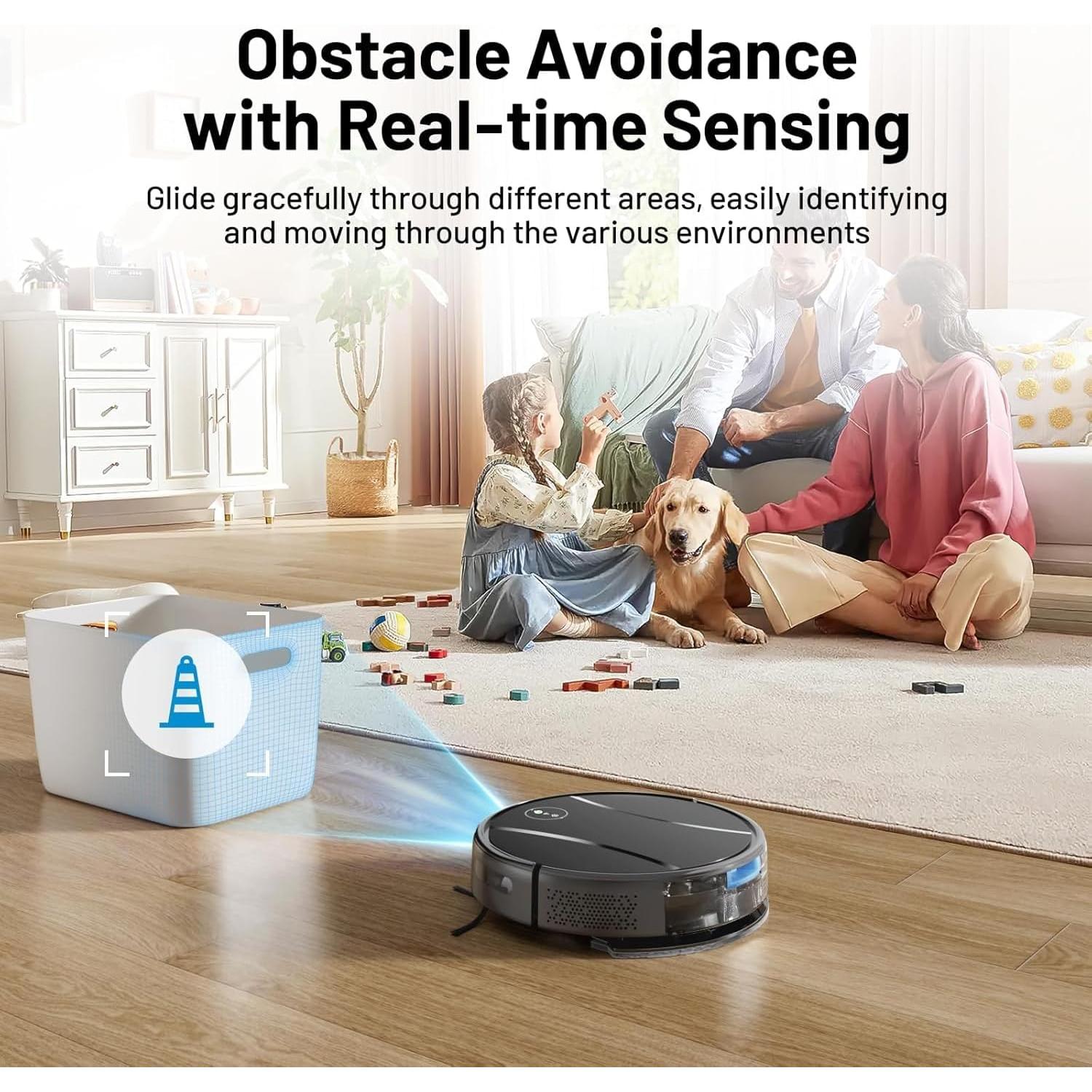 Robot Vacuum and Mop Combo,4200Pa Powerful Robotic Vacuum Cleaner with Self-Charging, Home Automatic Robot Aspiradora for Hard Floor, Low Carpet, Pet Hair, App&Voice&Remote Smart Control