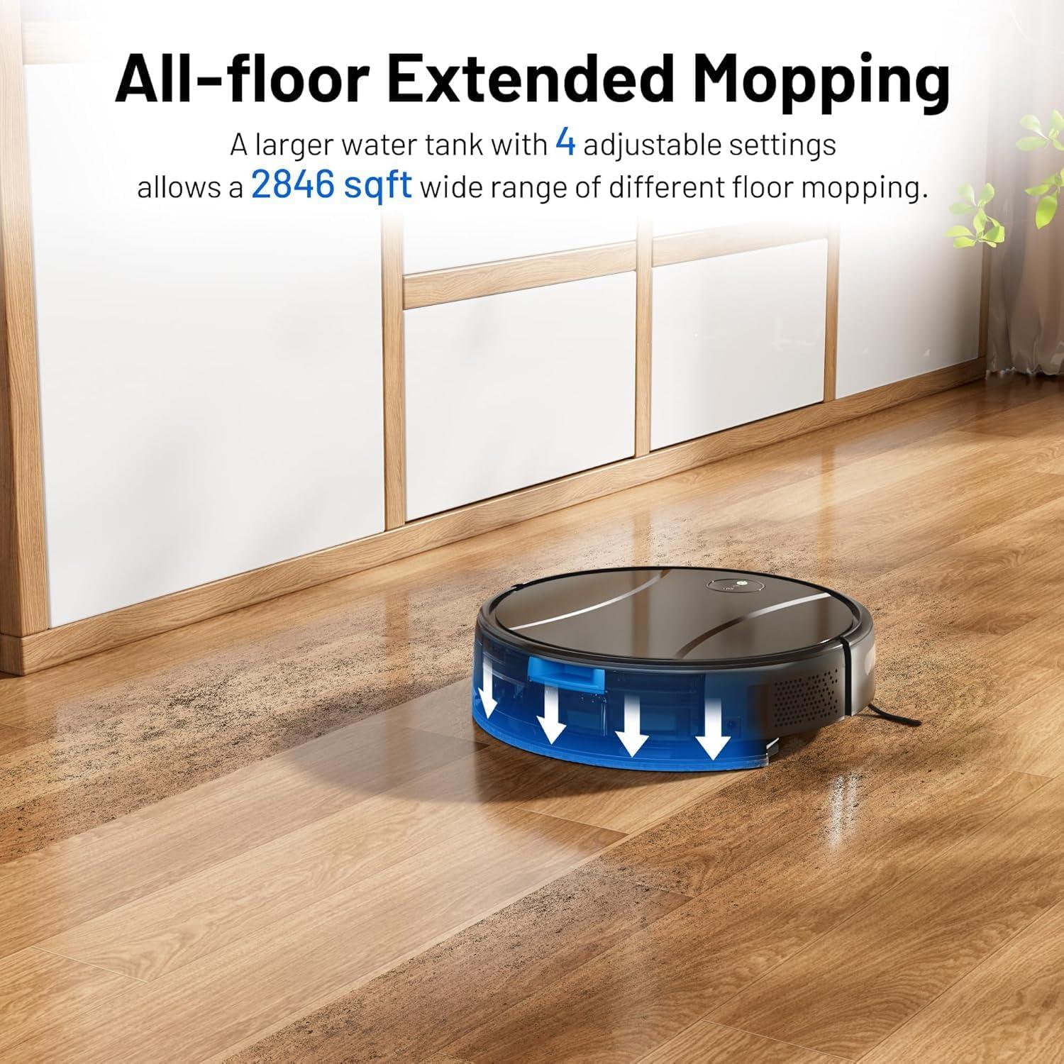 Robot Vacuum and Mop Combo,4200Pa Powerful Robotic Vacuum Cleaner with Self-Charging, Home Automatic Robot Aspiradora for Hard Floor, Low Carpet, Pet Hair, App&Voice&Remote Smart Control