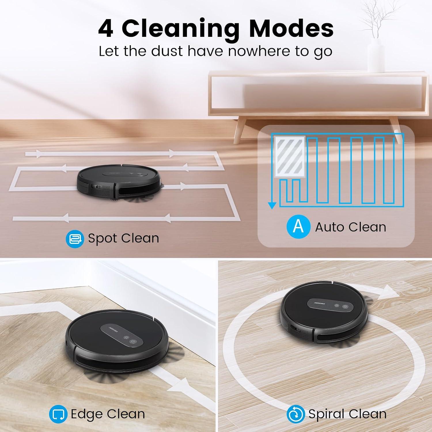 AIRROBO Robot Vacuums with 2800Pa Suction, 3-inch Slim Body, Gyroscope Navigation, Remote & App Control, 600ML Dustbin, Automatic Recharge – Ideal Robot Vacuums Cleaner for Homes