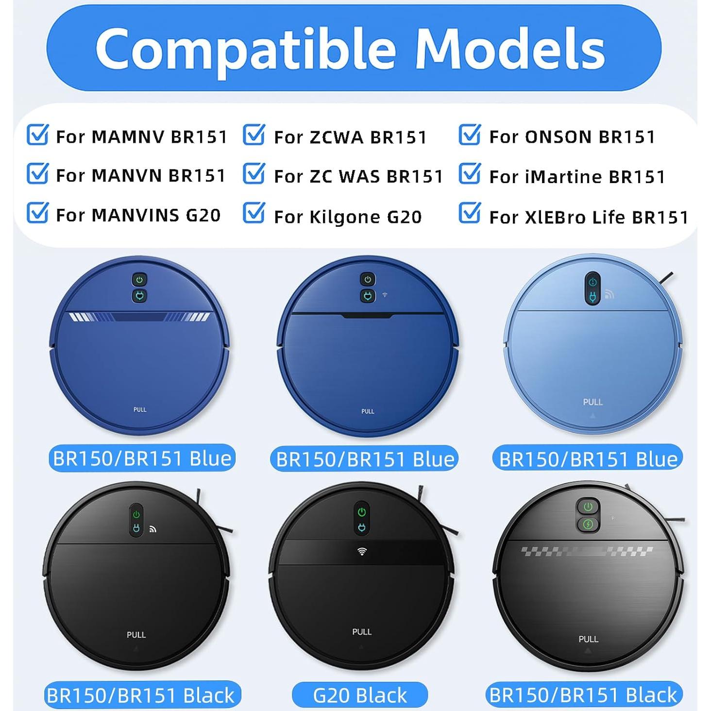 Piezas de Repuesto HUIZHEN para Robot Aspirador BR151 - 6 Cepillos, 4 Filtros, 4 Paños