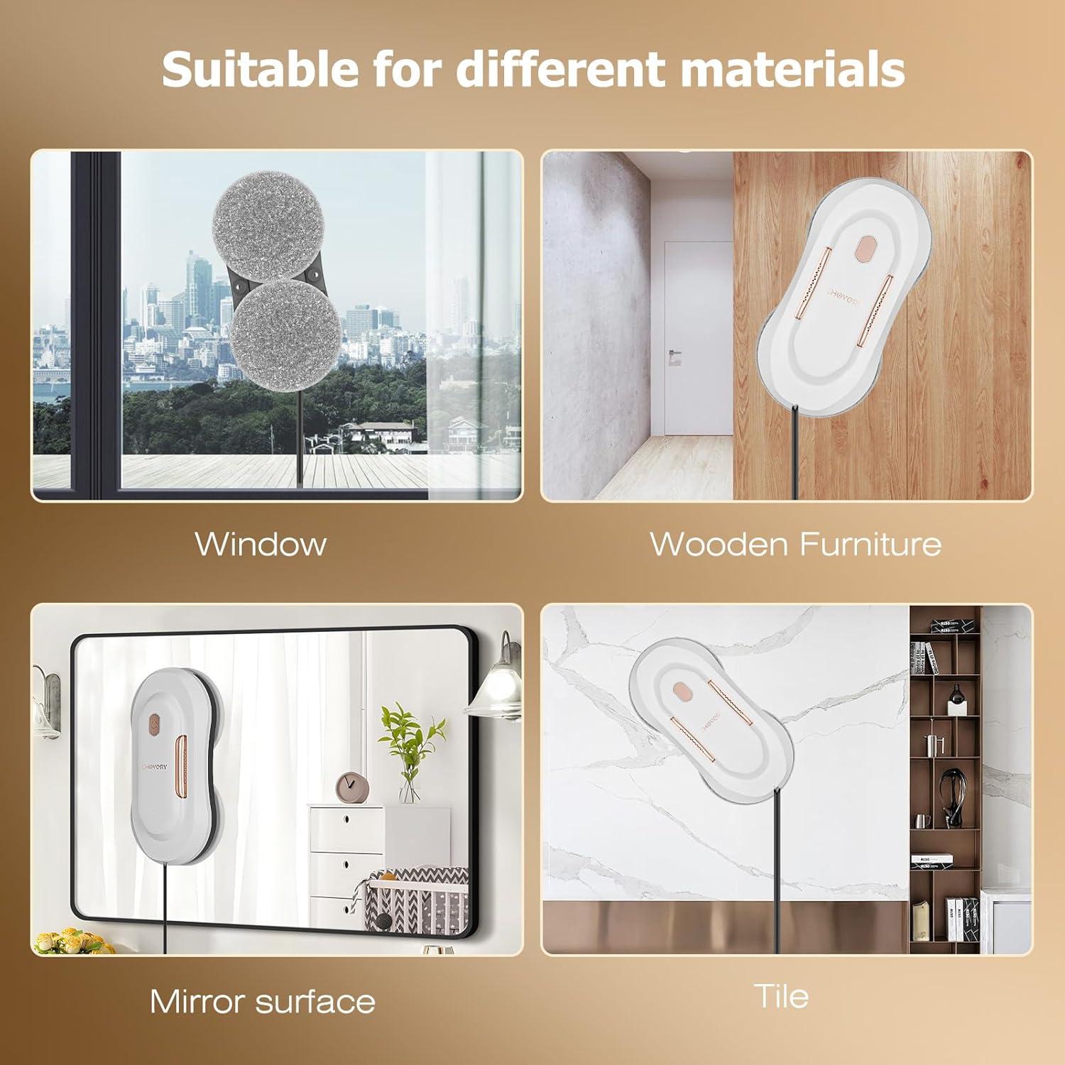 CL3 Window Cleaner Robot with Dual Water Spray Automatic Window Cleaning Washer Robot with Remote Control 3000Pa Suction Glass Cleaning Cleaner for Vertical Surface/Glass/Door