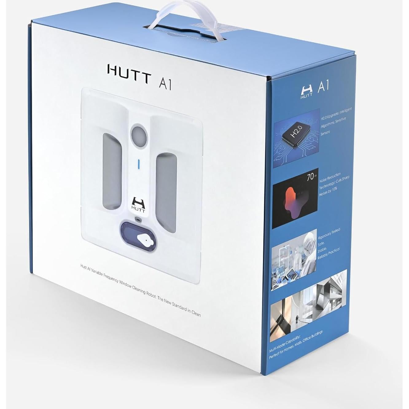 HUTT Auto Window Cleaning Robot A1, Upgraded 4 Water Spray & 6000PA High Suction Power Window Cleaner with Laser Sensor Detection, Perfect for High-Rise Windows, Tiles and Glass