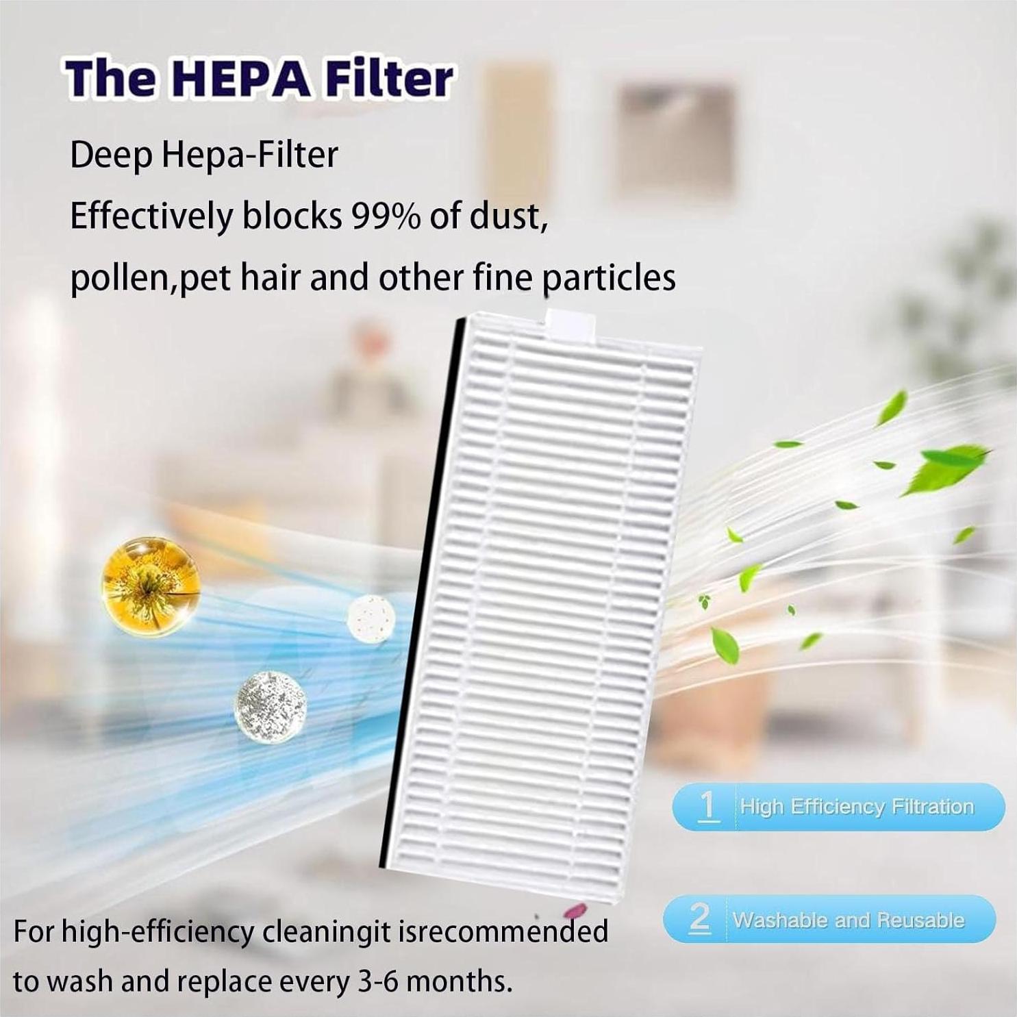 Kit de Repuestos para Aspiradora Robot Airrobo P30 - 1 Rodillo, 4 Cepillos, 4 Filtros HEPA, 2 Paños de Mopa