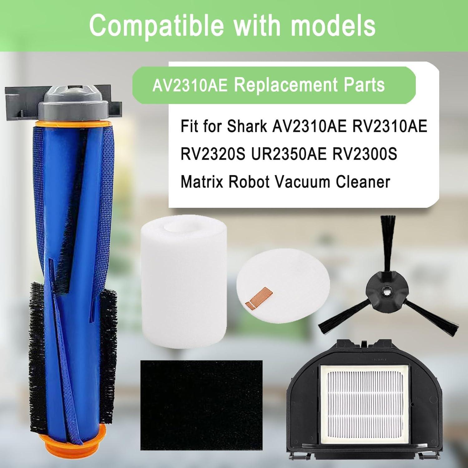 RV2310AE Replacement Parts for Shark AV2310AE RV2310AE RV2320S UR2350AE RV2300S Matrix Robot Vacuum Cleaner 1 Main Brush Roller 2 Sets Foam Filters 2 Filters 6 Side Brushes (Not For RV2300)