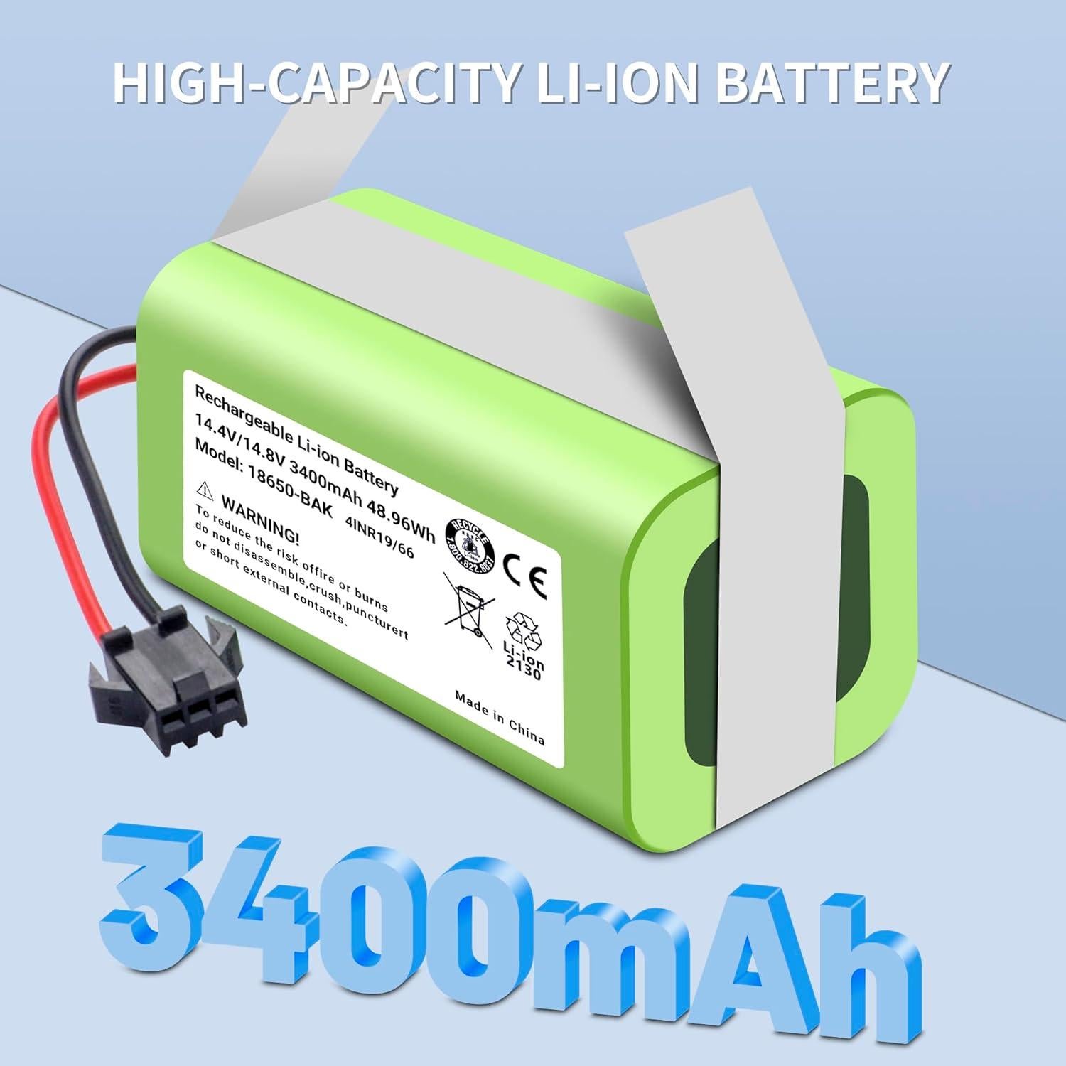 3400Mah Battery for Lefant M210 M210B M210P M213 M213S Series Robot Vacuum Cleaner 14.4V 36.3Wh with Installation Tools Vacuums Lithium Ion Batteria Replacement New