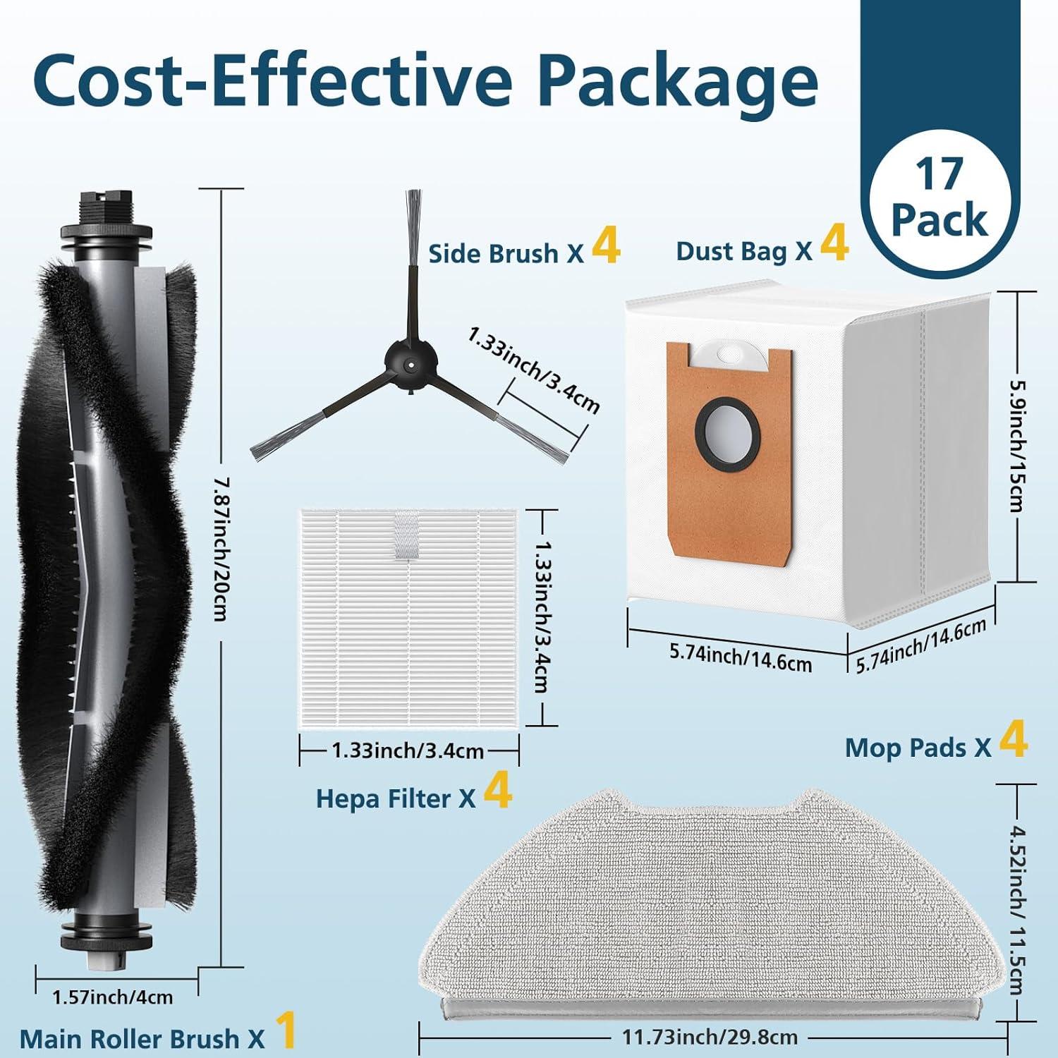 Accesorios para Aspiradora Robótica Airrobo T20+ - 1 Cepillo, 4 Filtros HEPA, 4 Paños de Mopa