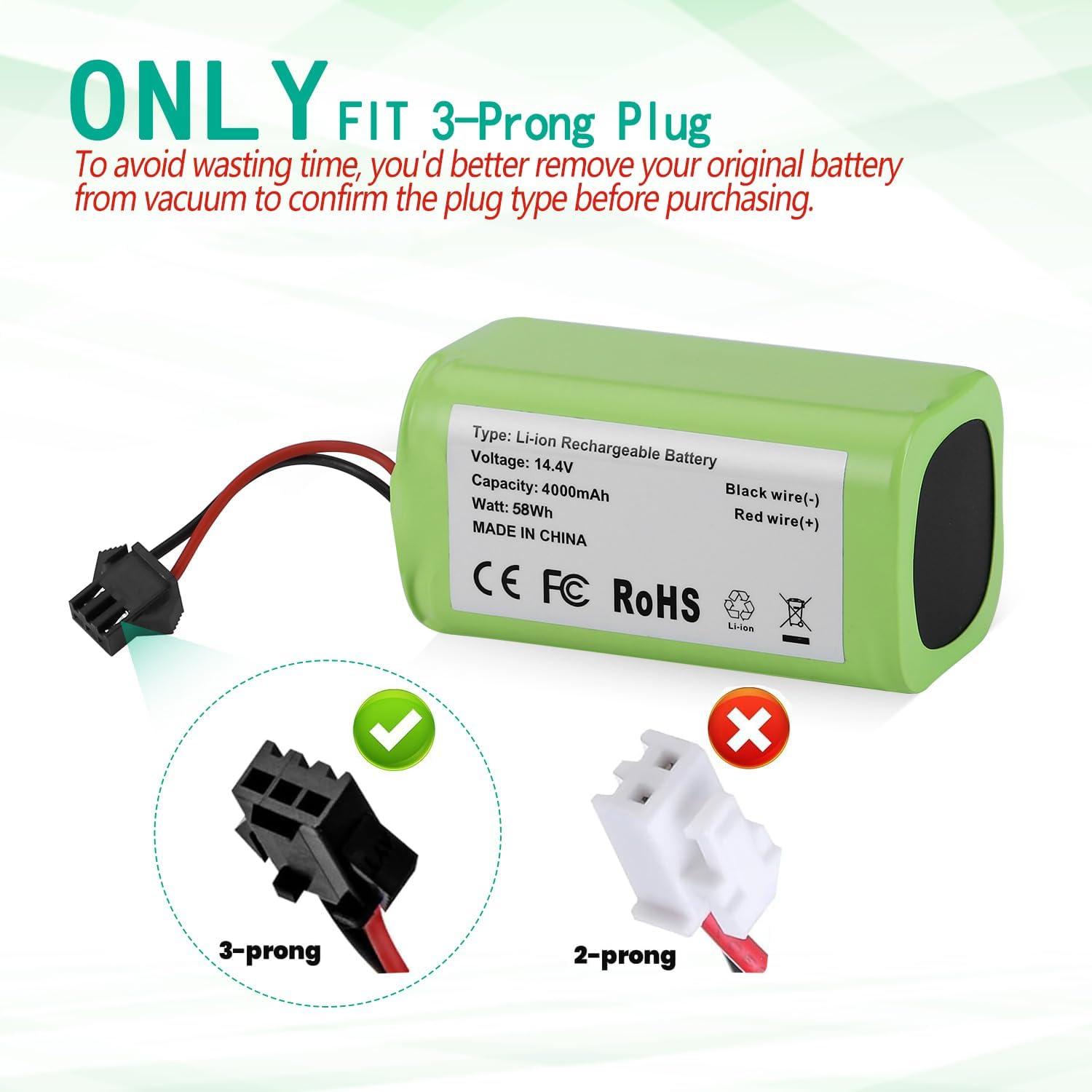 Upgraded 4000mAh N79 14.4V Battery for Eufy RoboVac 11 11S 30 15C 25C 35C Robot Vacuum Cleaner for Ecovacs Deebot N79 N79S Deebot 500 600 DN622, Goovi F007C D380 Robot Vacuum Cleaner Battery