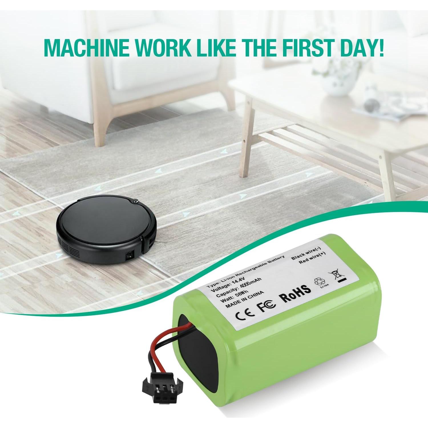 Upgraded 4000mAh N79 14.4V Battery for Eufy RoboVac 11 11S 30 15C 25C 35C Robot Vacuum Cleaner for Ecovacs Deebot N79 N79S Deebot 500 600 DN622, Goovi F007C D380 Robot Vacuum Cleaner Battery