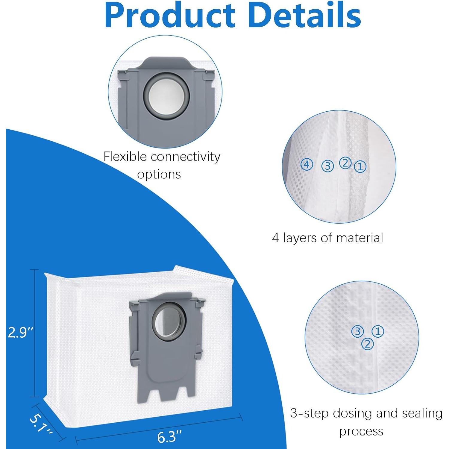 Paquete de 14 bolsas de polvo Bluearks para Roborock 2.5L