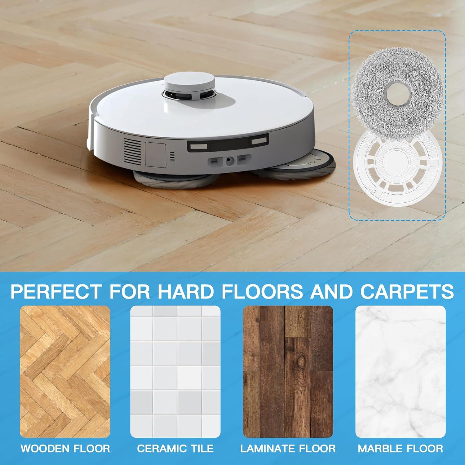 Mop Cloths with Replacement Holder, Wiping Plates for Ecovacs Deebot N30 PRO/N30 OMNI/ N30 PRO OMNI/T30S/T30S Combo/T30 Pro Omni/T30 Omni Robot Vacuum Cleaner Spare Parts, Wiping Pad Floor Cleaning