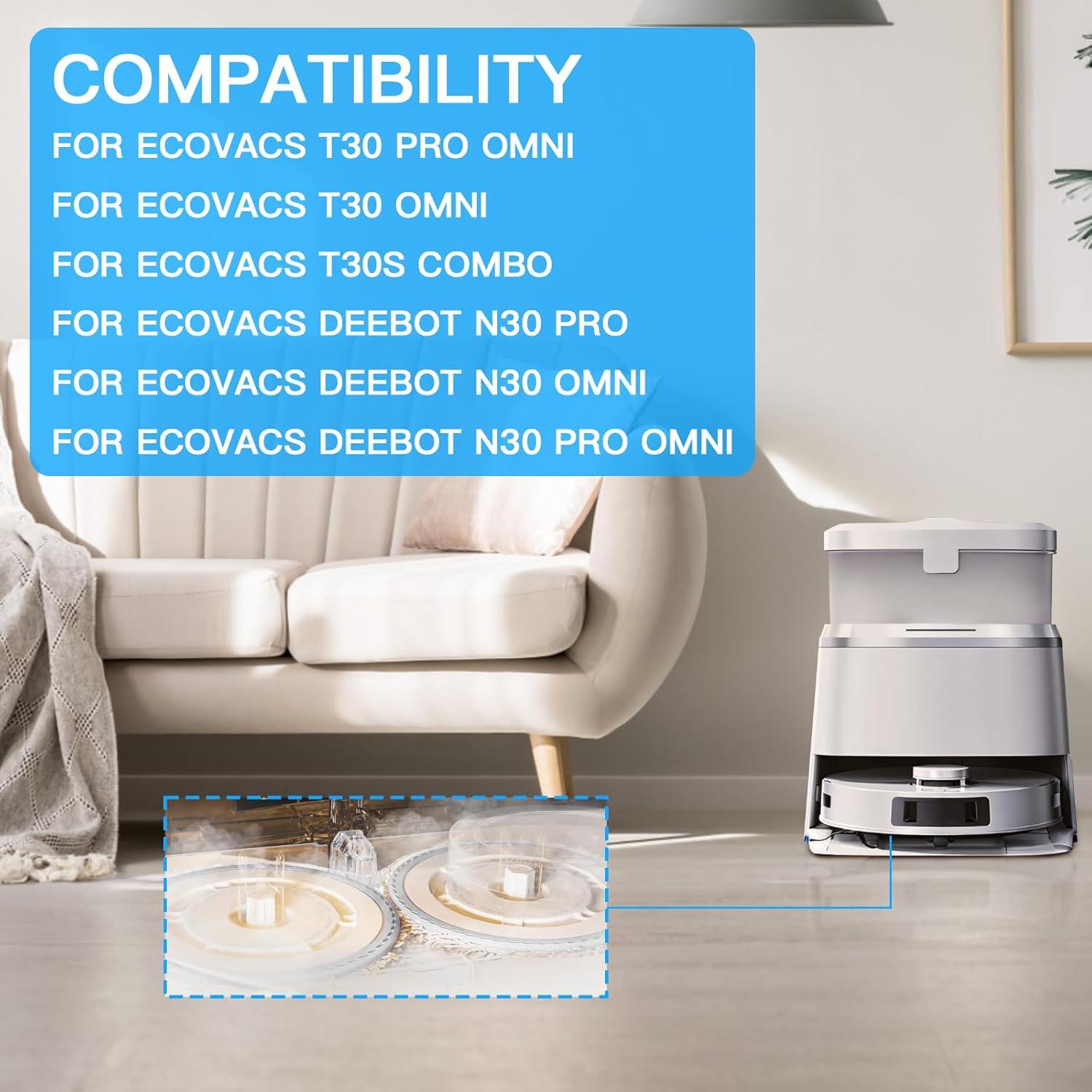 Mop Cloths with Replacement Holder, Wiping Plates for Ecovacs Deebot N30 PRO/N30 OMNI/ N30 PRO OMNI/T30S/T30S Combo/T30 Pro Omni/T30 Omni Robot Vacuum Cleaner Spare Parts, Wiping Pad Floor Cleaning