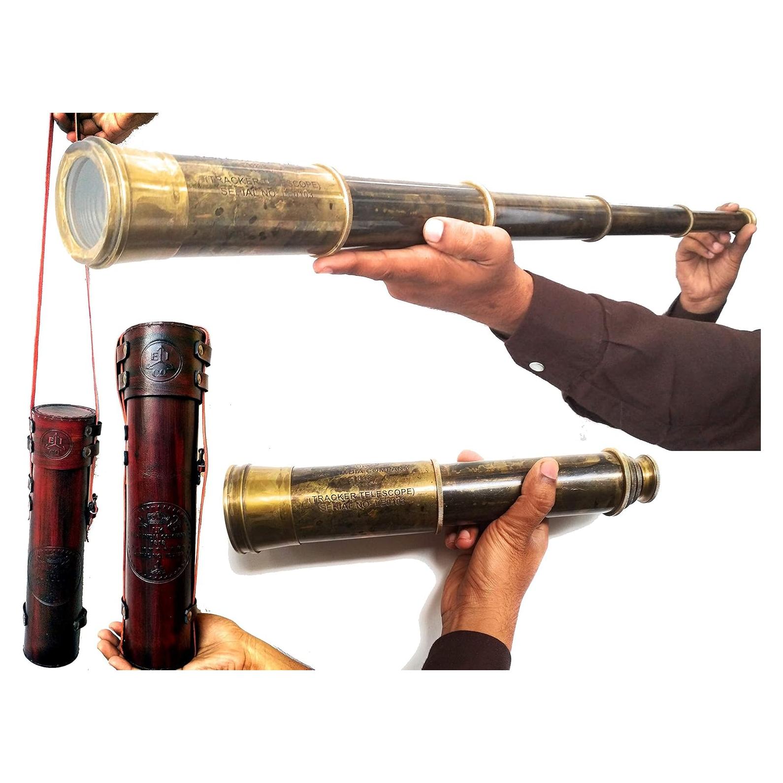 Telescopio de Bronce Vintage Aladean 81 cm con Zoom Óptico