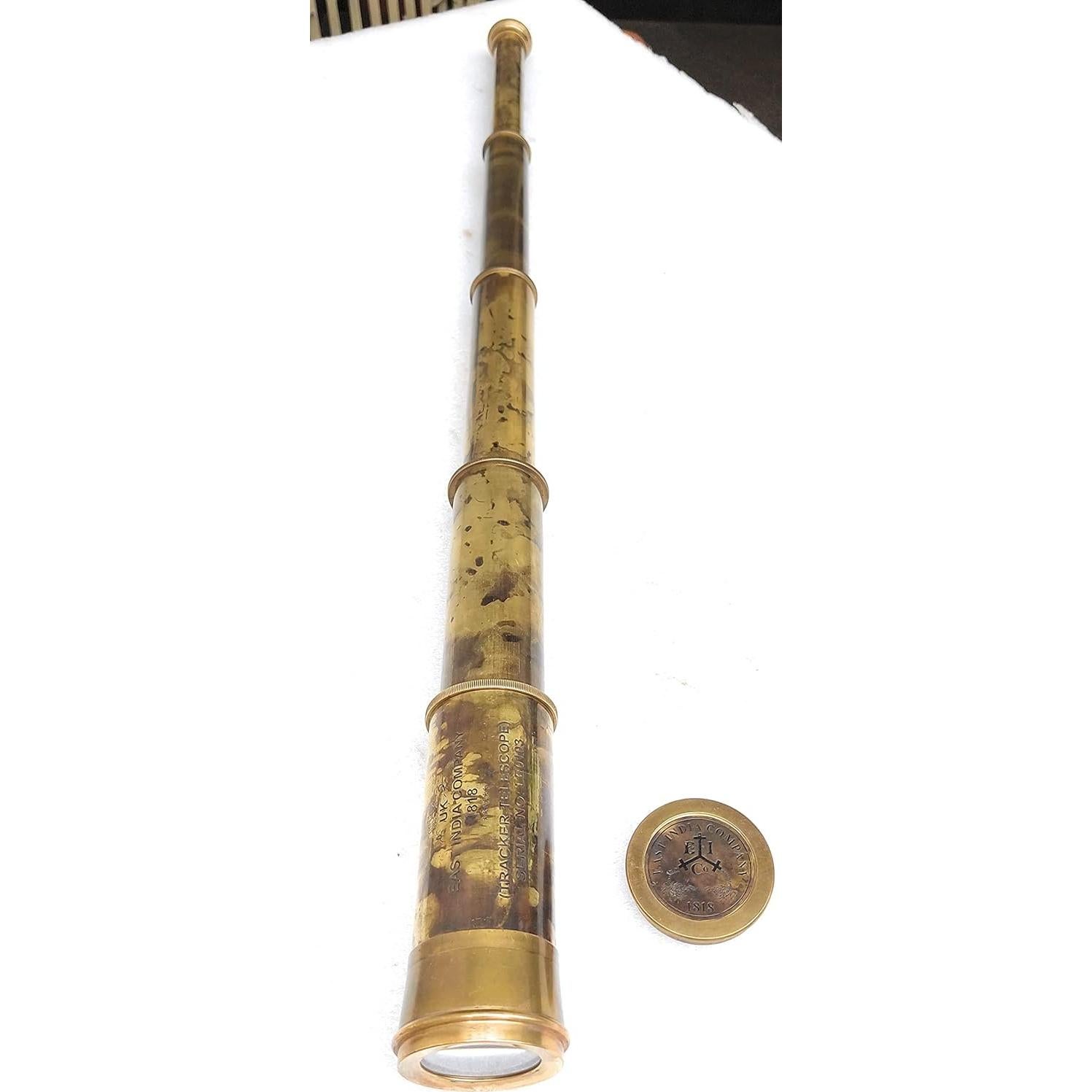 Telescopio de Bronce Vintage Aladean 81 cm con Zoom Óptico