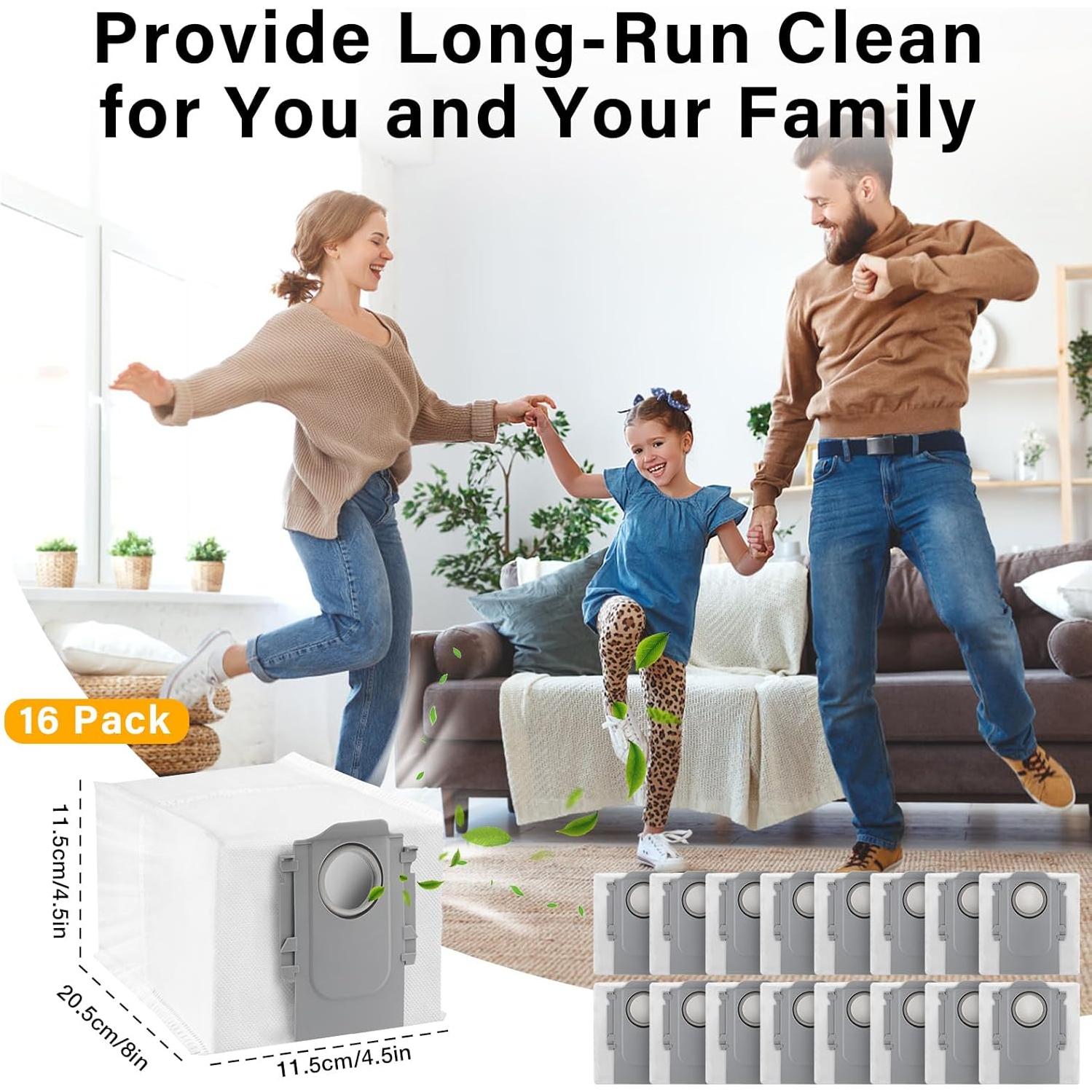 Bolsas de Polvo Desechables Ucoolbe para Roborock S8 - 16 Paquetes