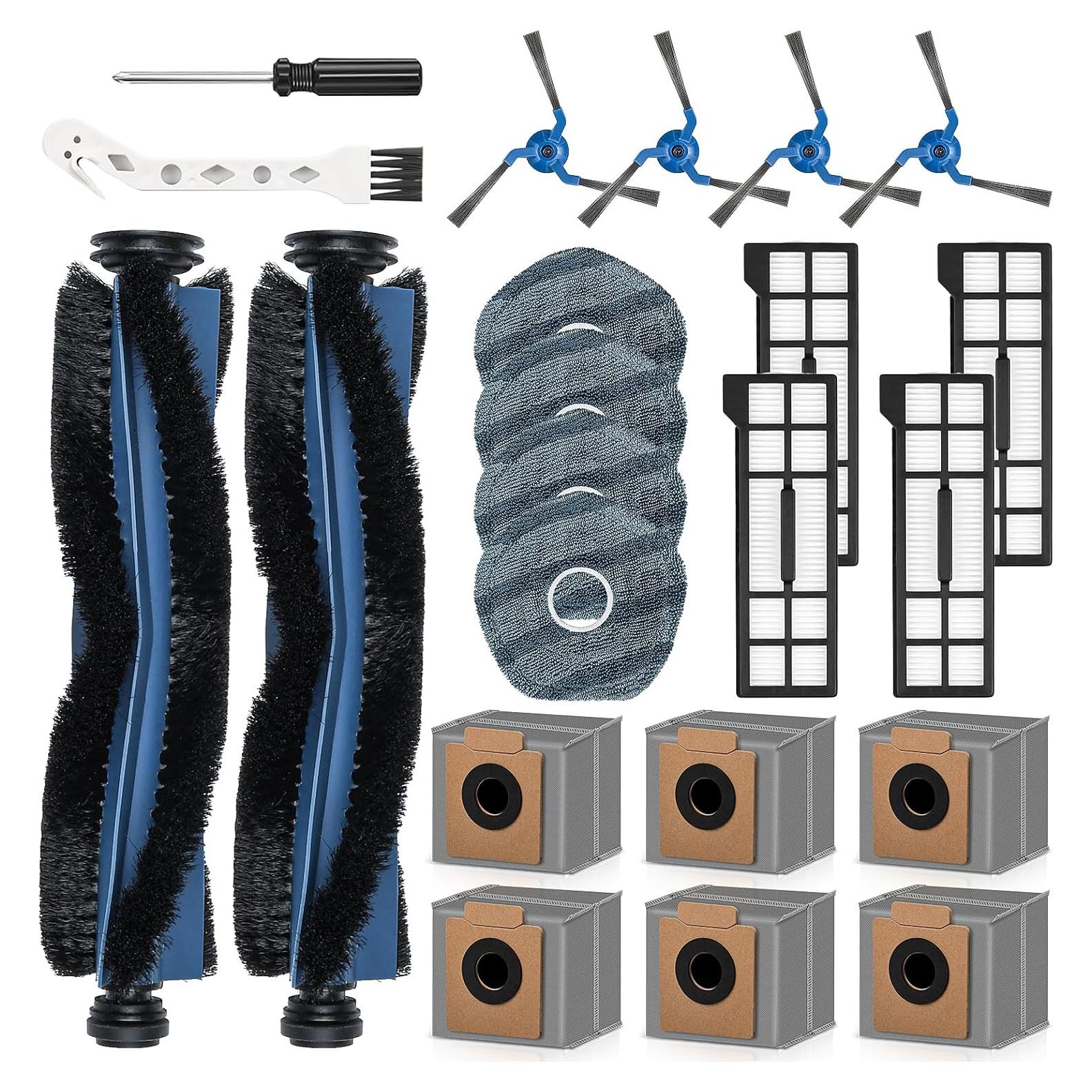 22 Pack Replacement Accessories for eufy X10 Pro Omni Robot Vacuum Cleaner, 2 Mainbrush 4 Filter 6 Dust Bag 4 Mop Pads 4 Sidebrush 1 Cleaning Brush 1 Screwdriver