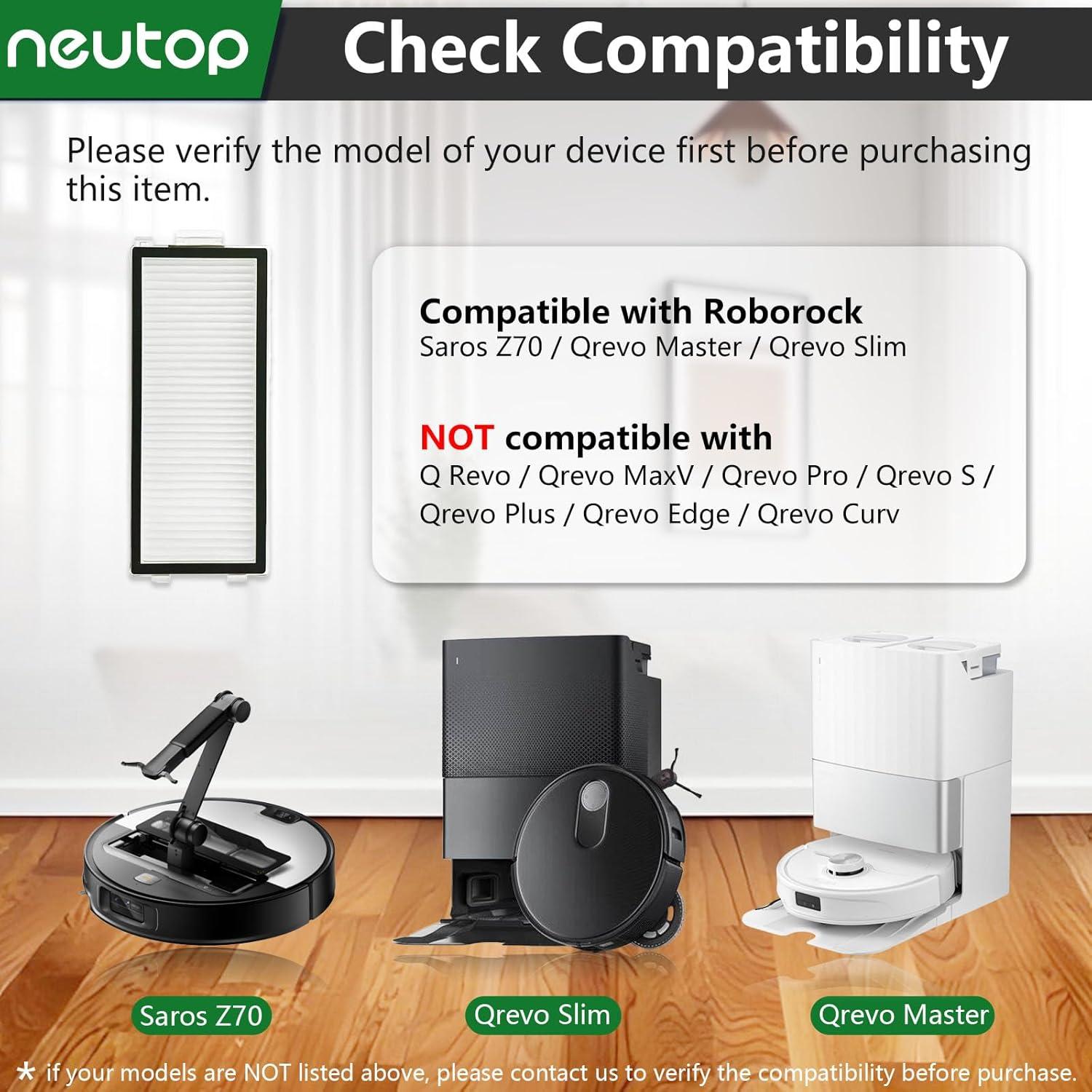 Filtros HEPA Neutop para Roborock Saros Z70 y Qrevo - 8 Unidades