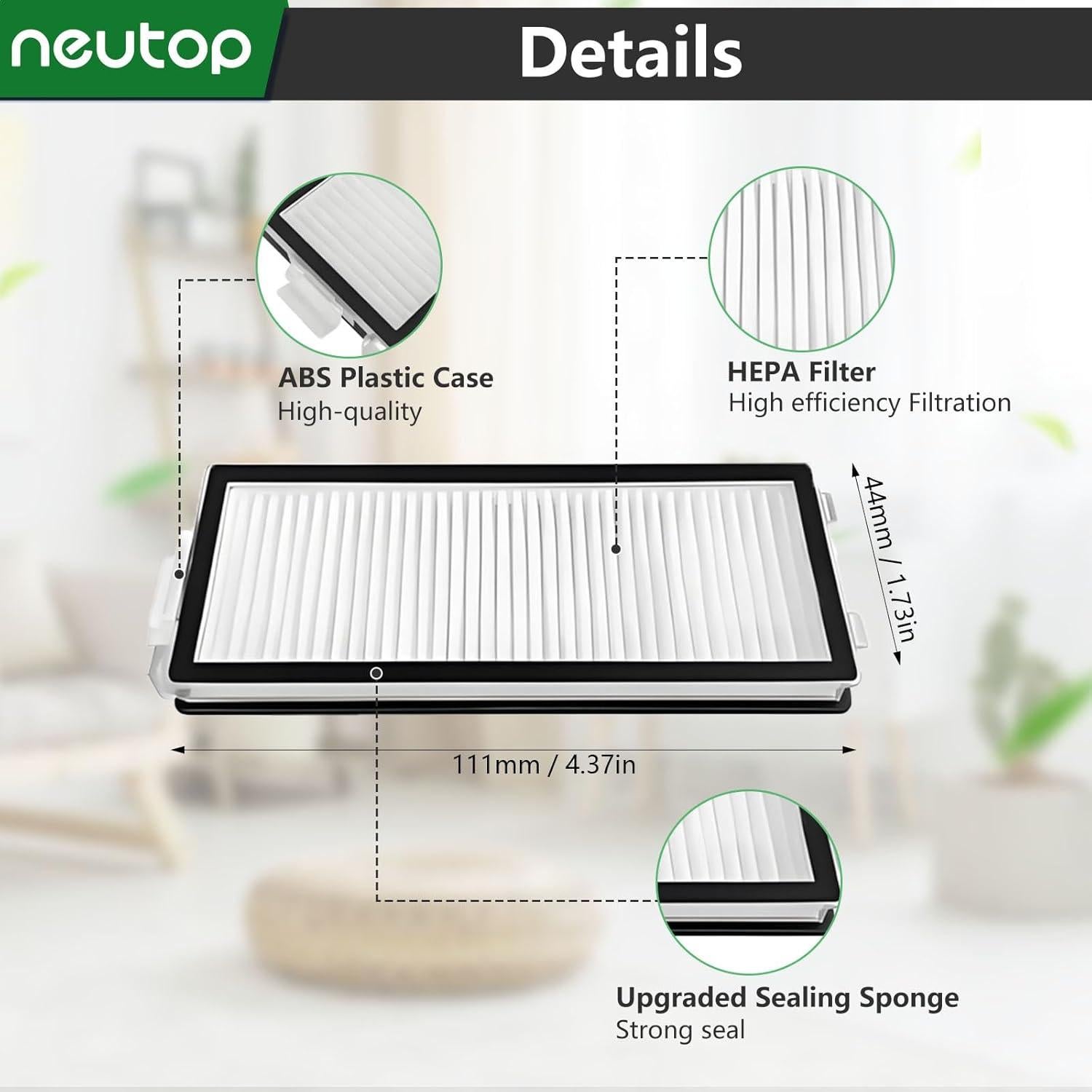 Filtros HEPA Neutop para Roborock Saros Z70 y Qrevo - 8 Unidades