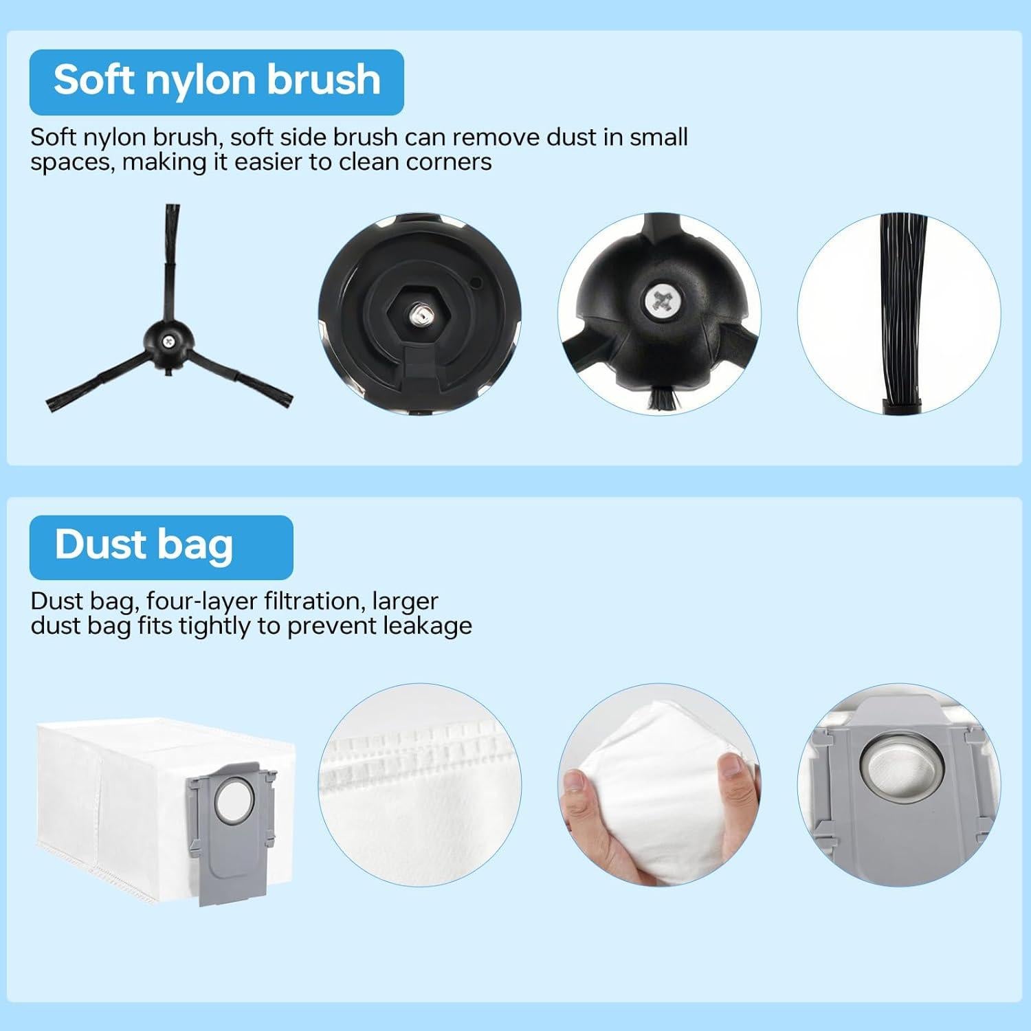 24 Piezas Repuesto Asrhine para Aspiradora Robot Q Revo