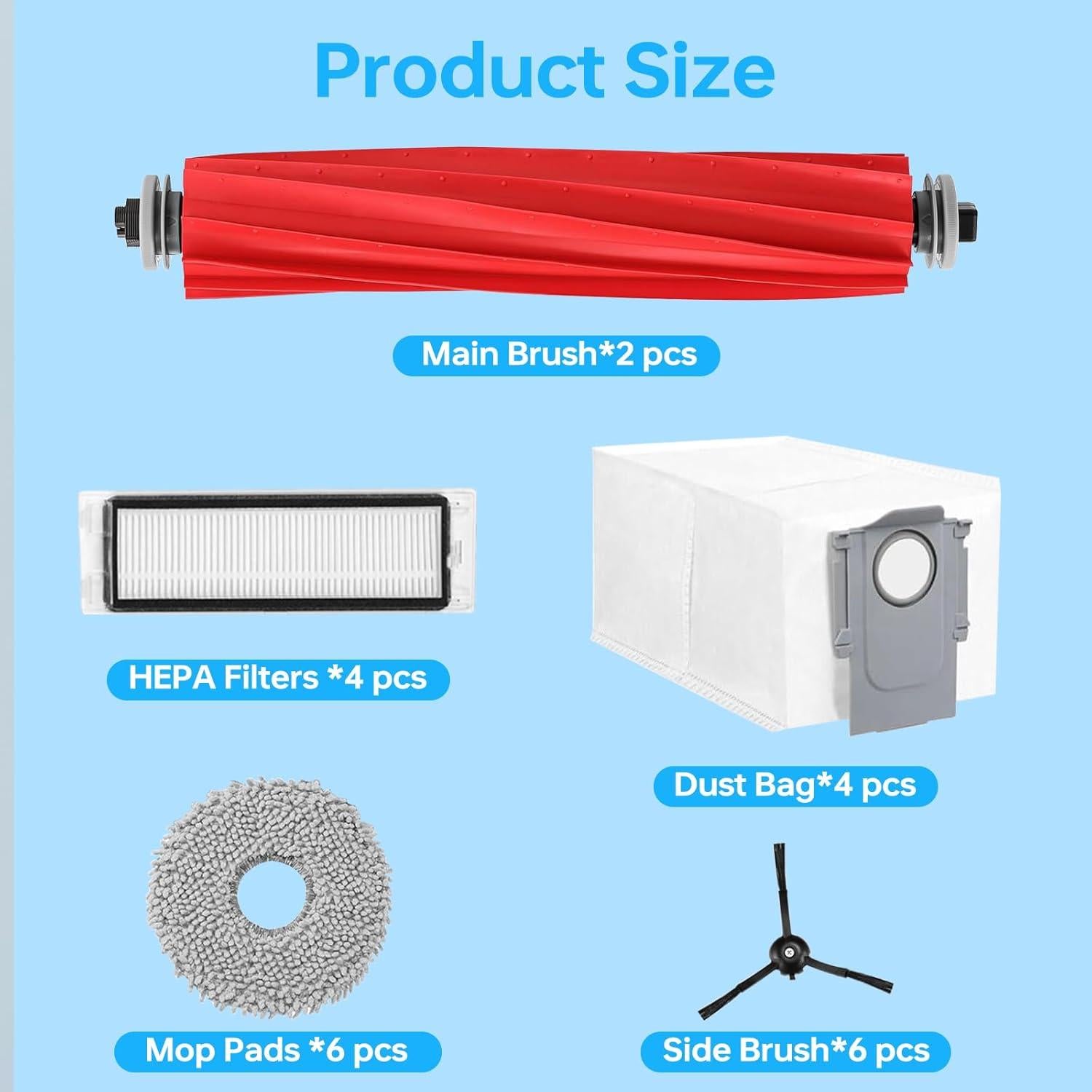 24 Piezas Repuesto Asrhine para Aspiradora Robot Q Revo
