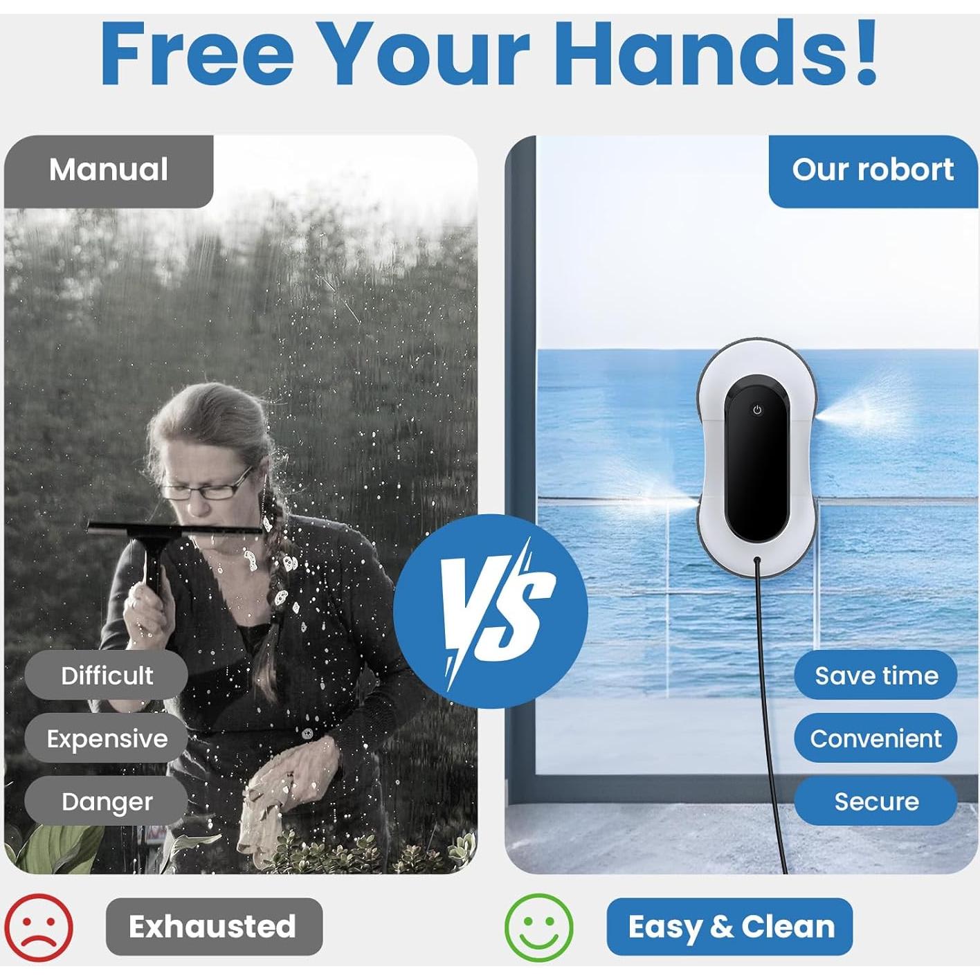 Robot Limpiador de Ventanas EEland YW160, 3000Pa, Control Remoto